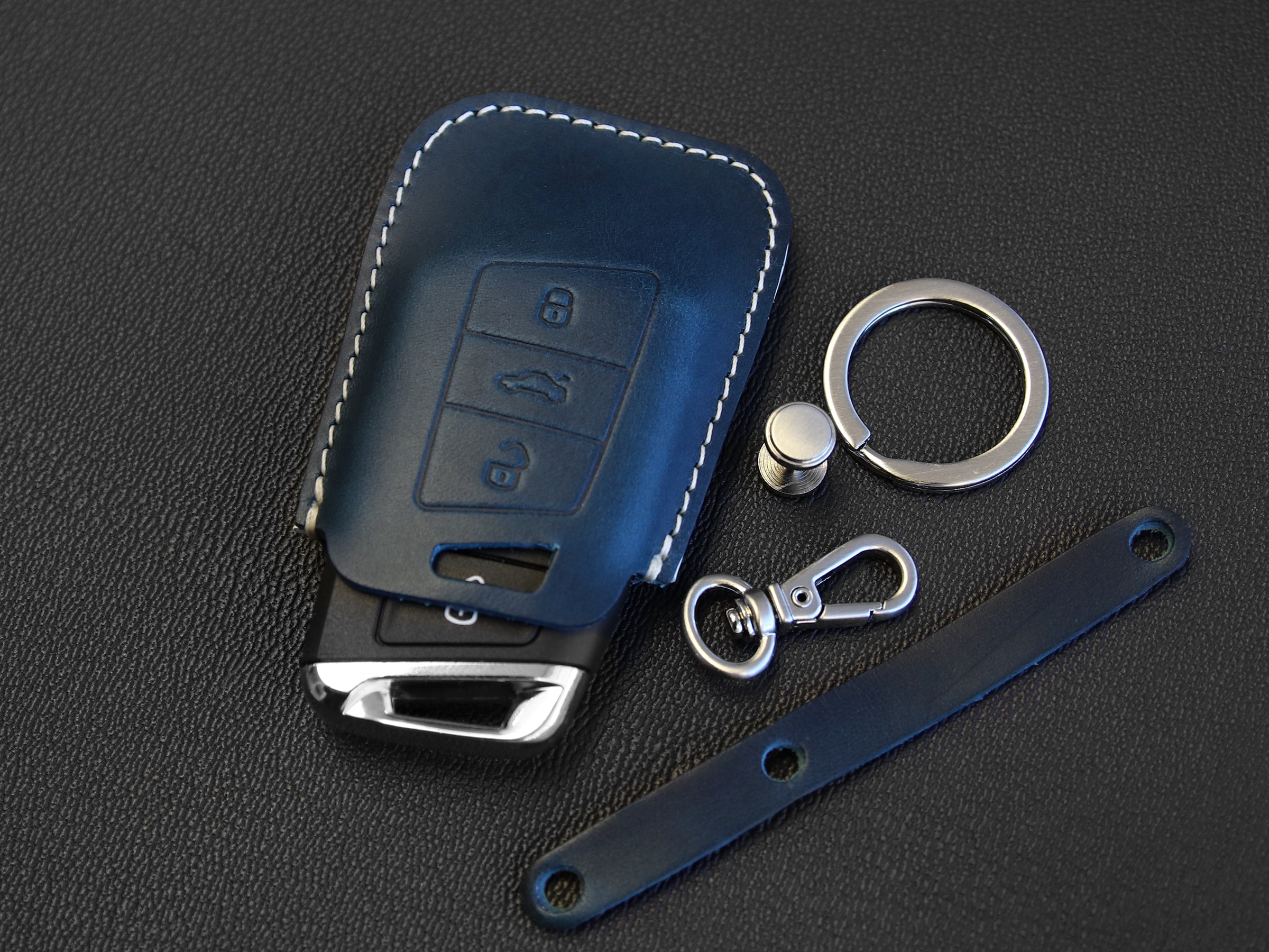 Volkswagen [2A-3B] Key fob Cover -Tiguan, Passat, Jetta / Skoda Superb, A7 - Italian Veg-Tanned Leather