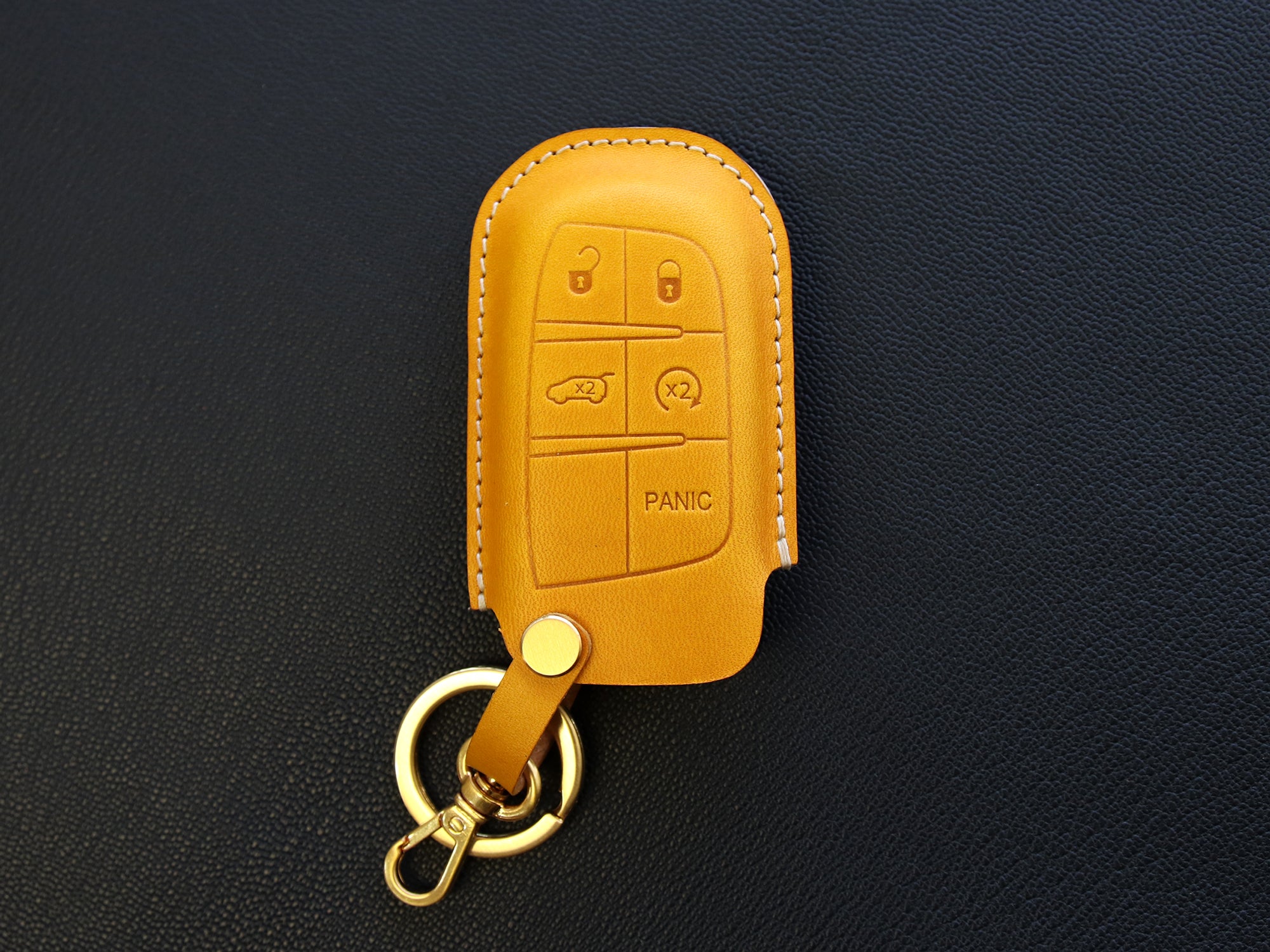 Bikte for Jeep Key Fob Cover with Leather Keychain, Premium Soft TPU  Protection Key Case for Grand Cherokee Renegade Chrysler Dodge RAM Journey  Dart Fiat Durango Challenger Smart Key Holder（Black ） 