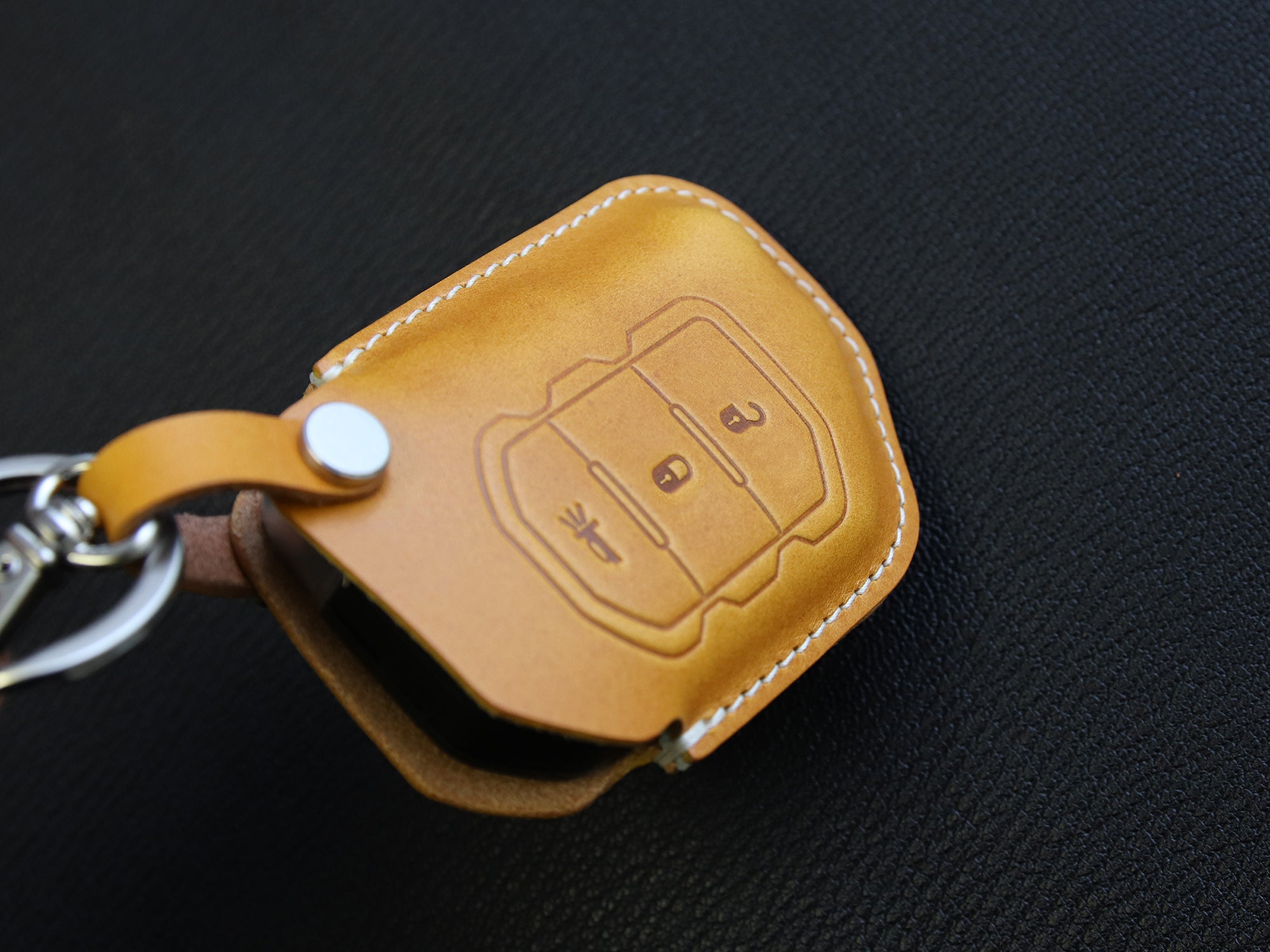 Keycare Italian leather key cover for Compass, Trailhawk 2 button smar
