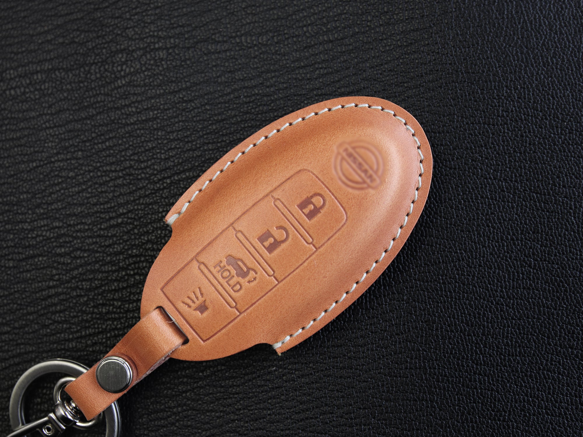 Nissan Series [1-4] Key Case -Altima Maxima Murano Pathfinder Rogue Armada Frontier - Italian Veg-tanned Leather -4 Buttons
