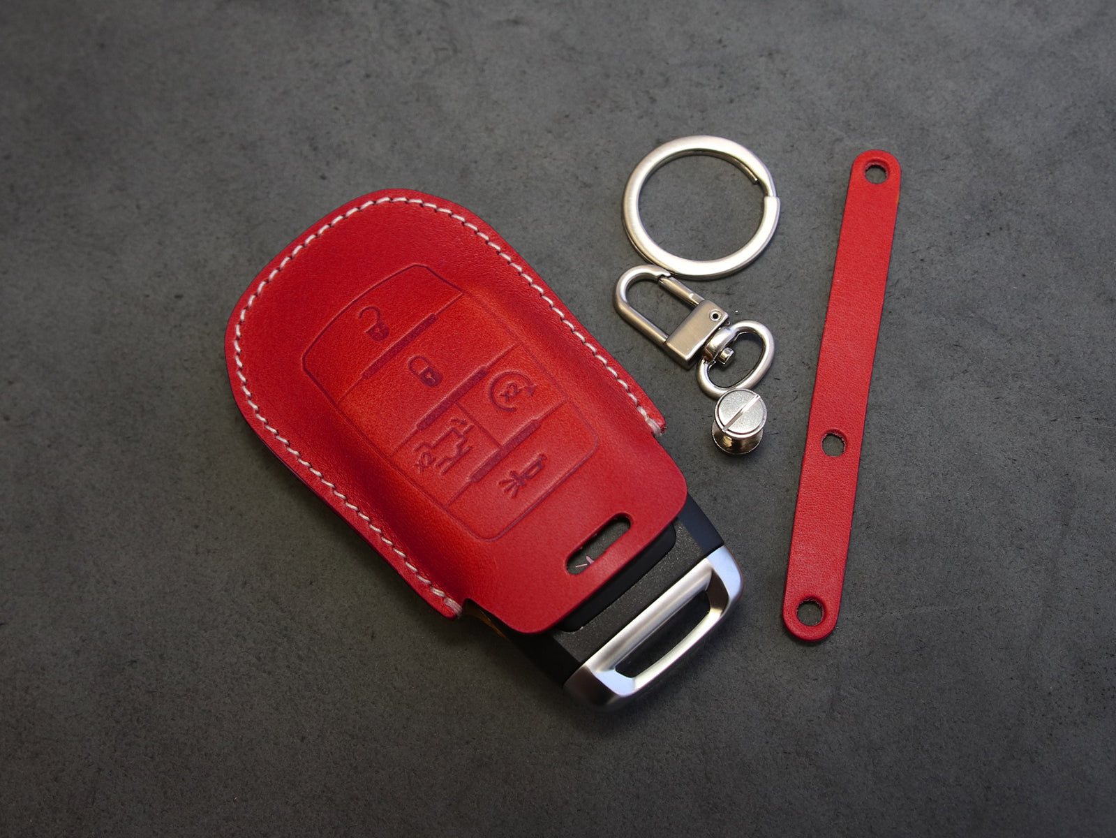 RAM [1-5] Key Fob Leather Cover - 1500 - Italian Veg-Tanned Leather - 5 Buttons - Tailgate, Remote Start