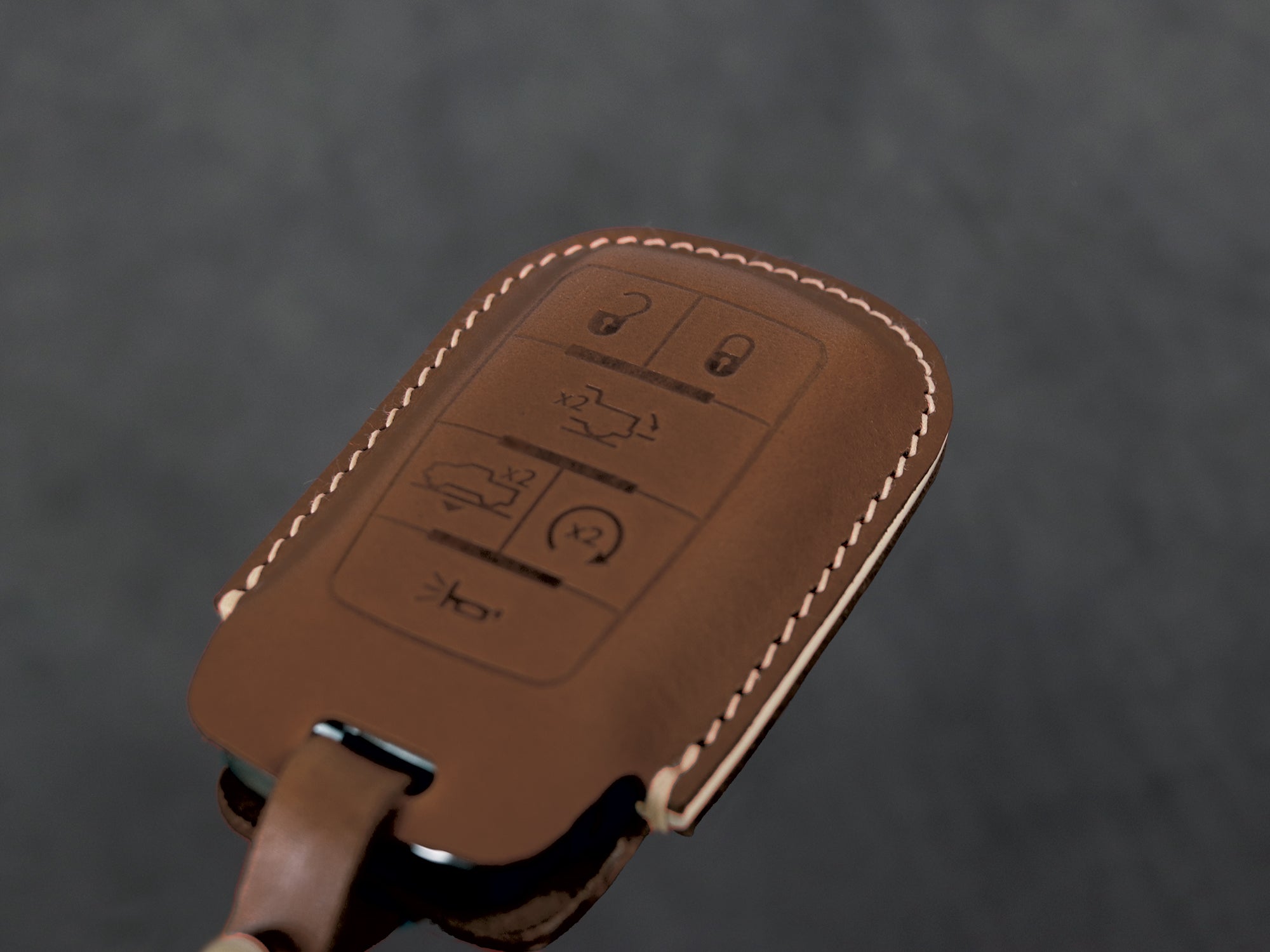 RAM [1-6] Key Fob Cover fits 1500  - Italian Veg-Tanned Leather - 6 Buttons