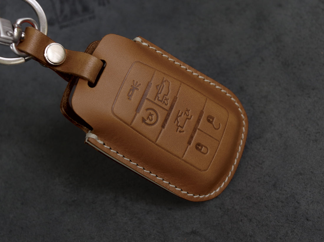 RAM [1-6] Key Fob Cover fits 1500  - Italian Veg-Tanned Leather - 6 Buttons