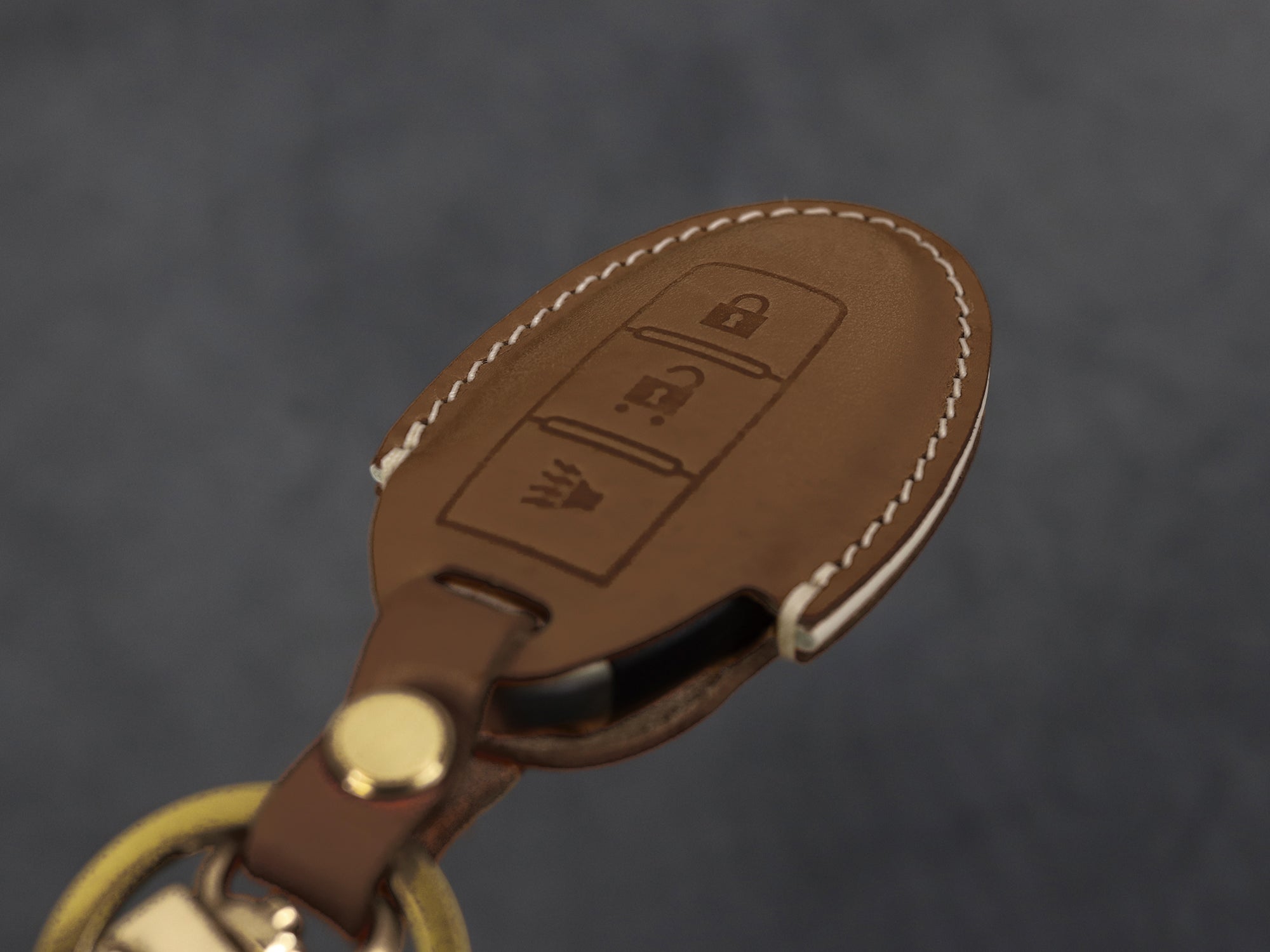 Nissan [1-3] Key Case - Pathfinder, Versa, Juke, 370Z, Murano, Rogue, X-Trail - Italian Veg-tanned Leather -3 Buttons