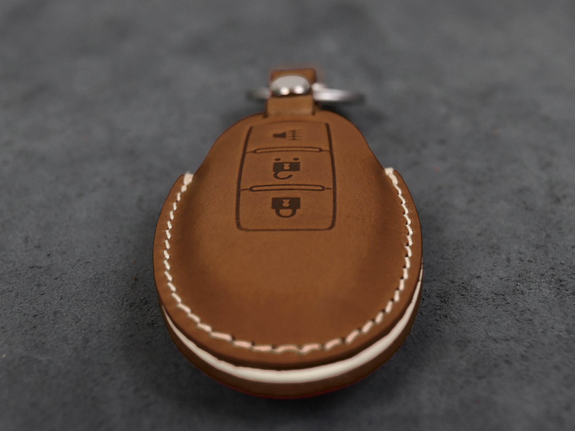 Nissan [1-3] Key Case - Pathfinder, Versa, Juke, 370Z, Murano, Rogue, X-Trail - Italian Veg-tanned Leather -3 Buttons