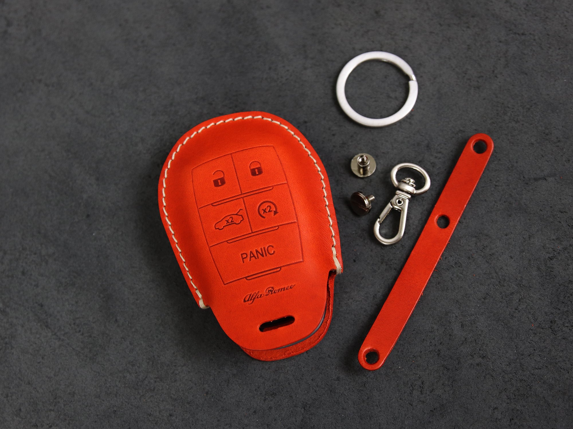 Alfa Romeo [1] Series Key Fob Cover Leather Case - Giulia Stelvio 4C Mito Giulietta