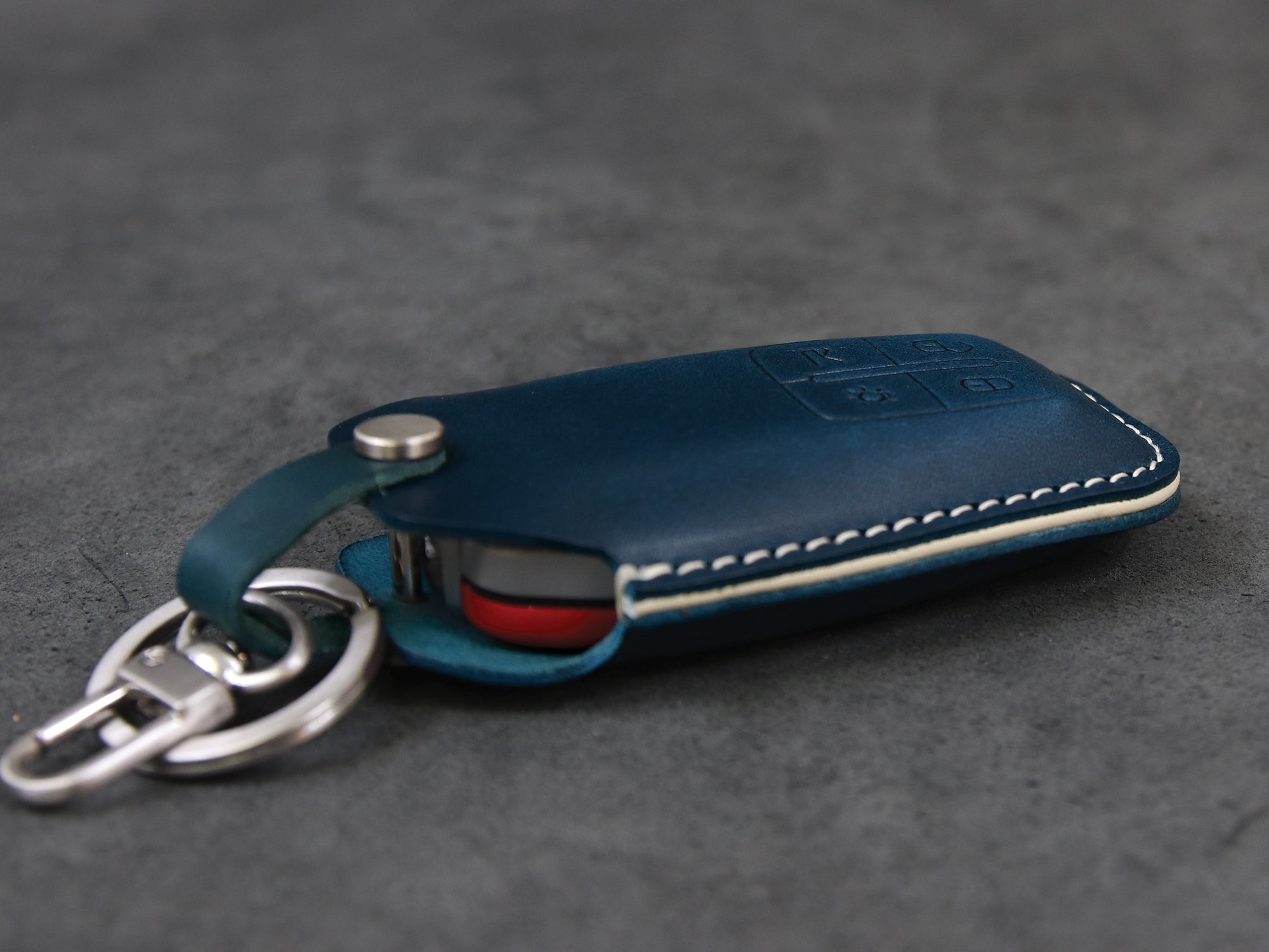 Ferrari [1] Key Fob Cover Leather Case for 488, 812, F8, ST90, 488GTB, Laferrari - Italian Veg-Tanned Leather