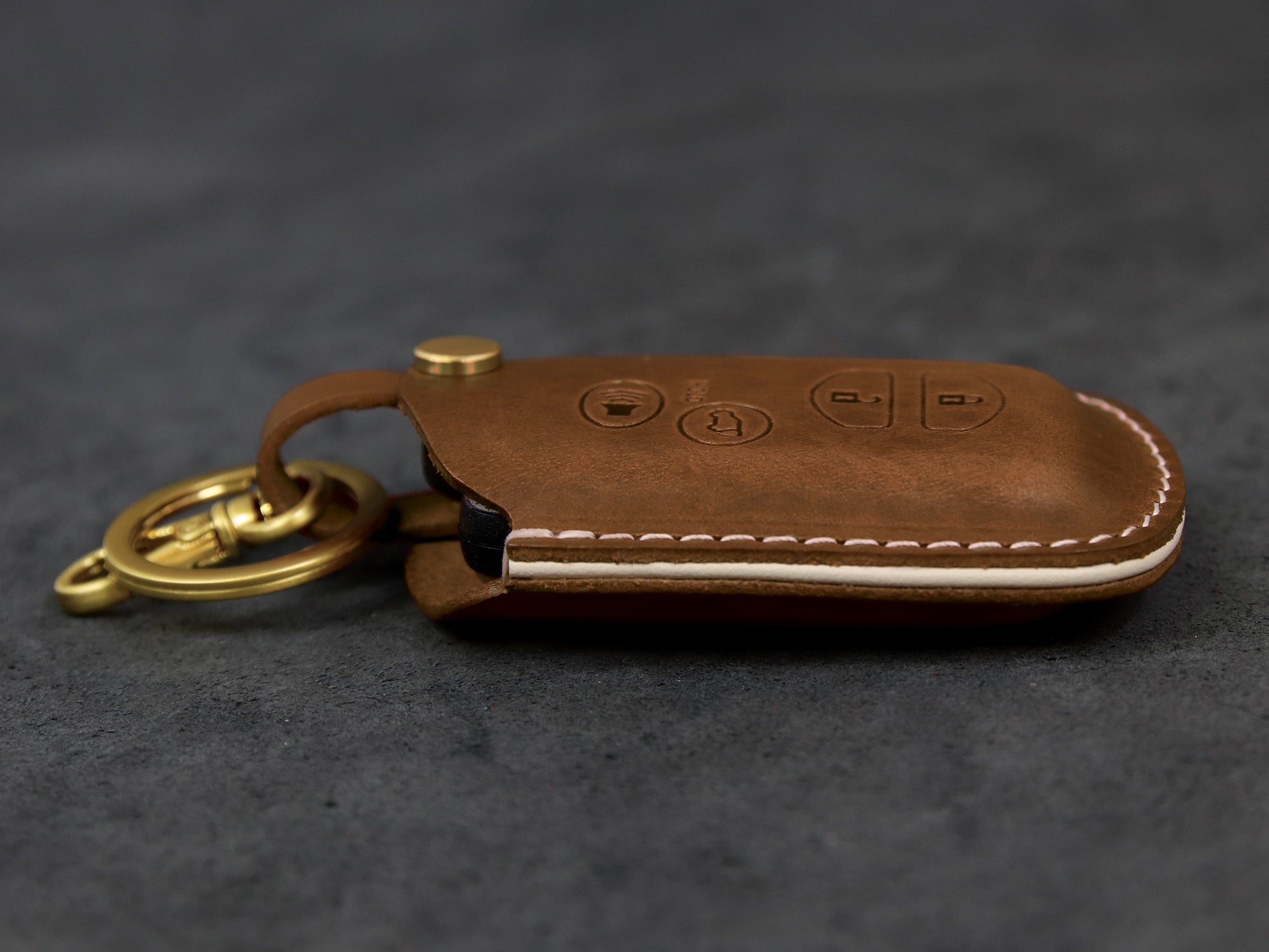 Toyota [2A-4] Leather Key Case for - Camry / Highlander / RAV4 / Avalon, 4 Buttons Cover -Italian Leather