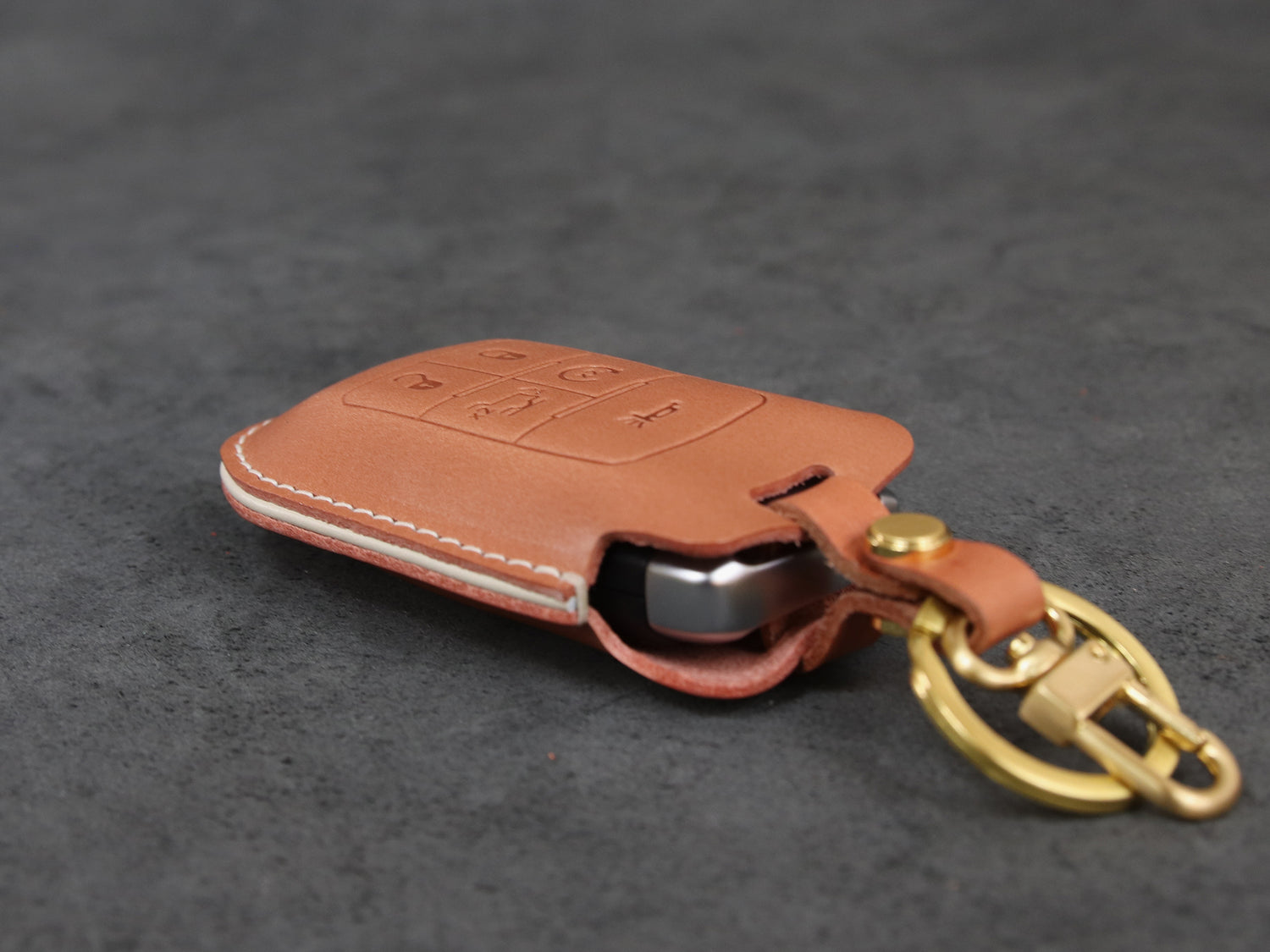 RAM [1A] Key Fob Cover fits 2500, 3500, 4500, 5500 - Italian Veg-Tanned Leather - 4/5 Buttons - Tailgate, Remote Start