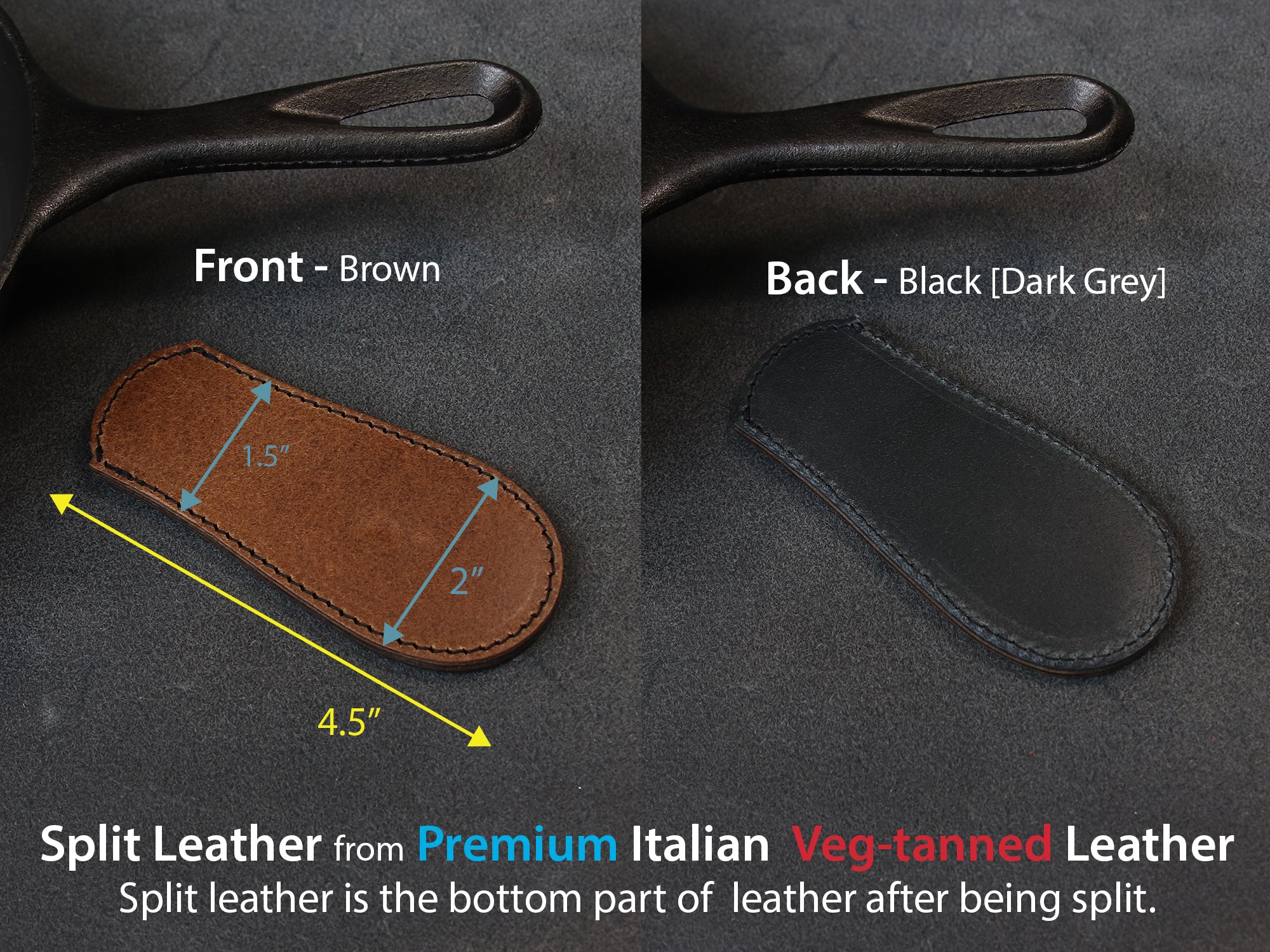 Lodge Pan Handle Cover [LDG-A01] for Cast Iron Skillets - Handmade -Italian Split Leather