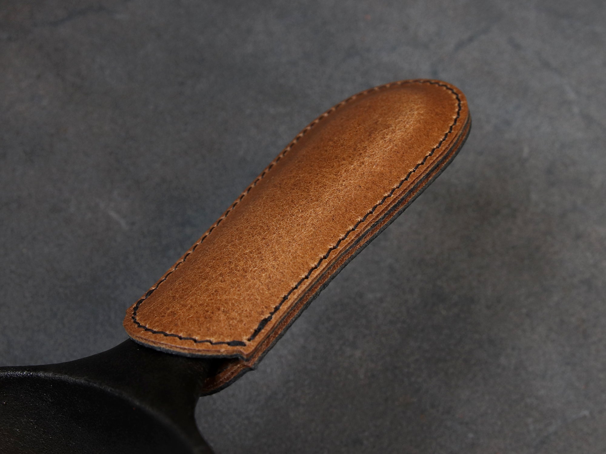 Personalized leather cast iron skillet handle cover