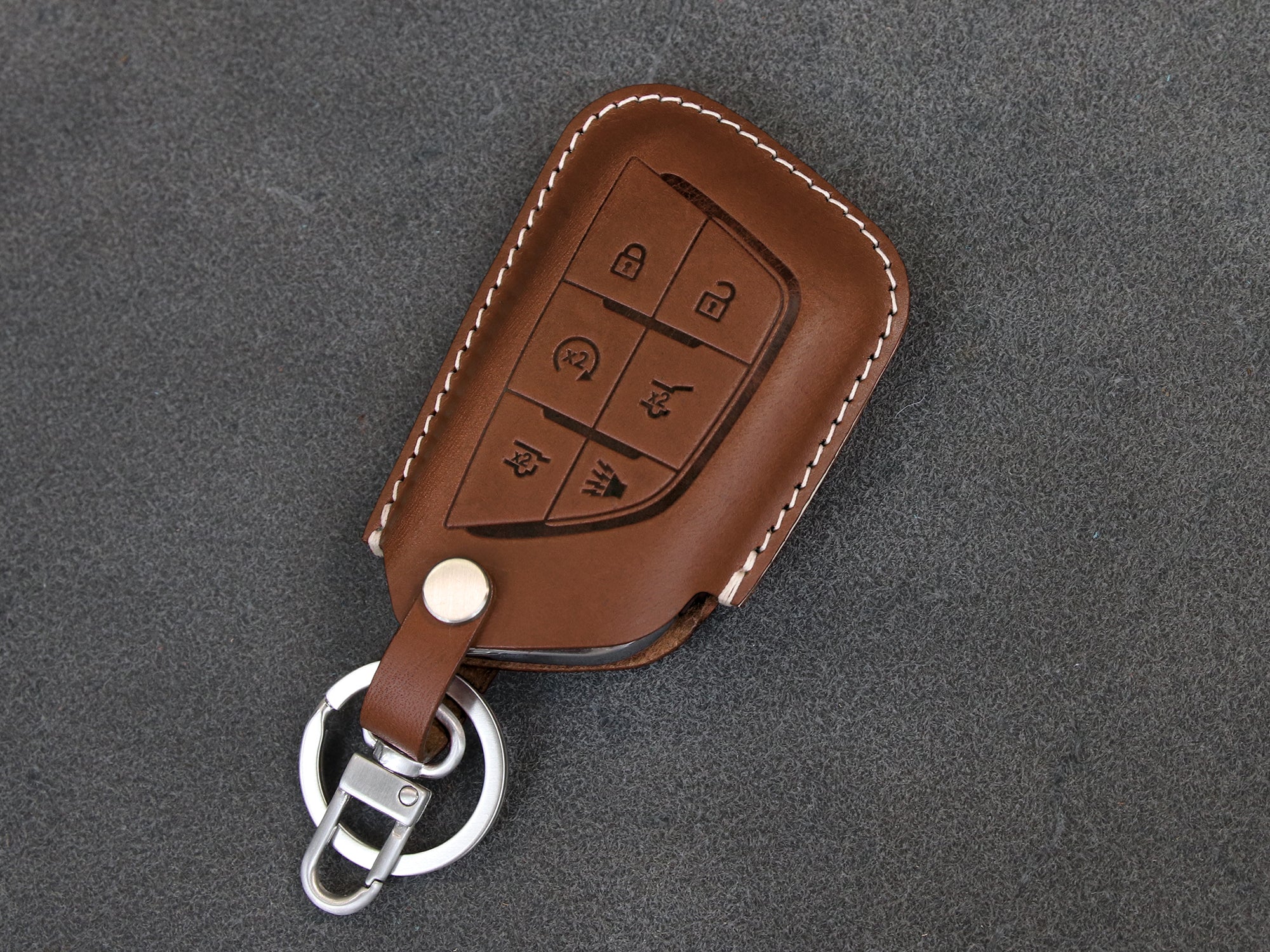 Cadillac [2-6] Escalade Key Fob Leather Case - Italian Veg-Tanned Leather -6 Buttons