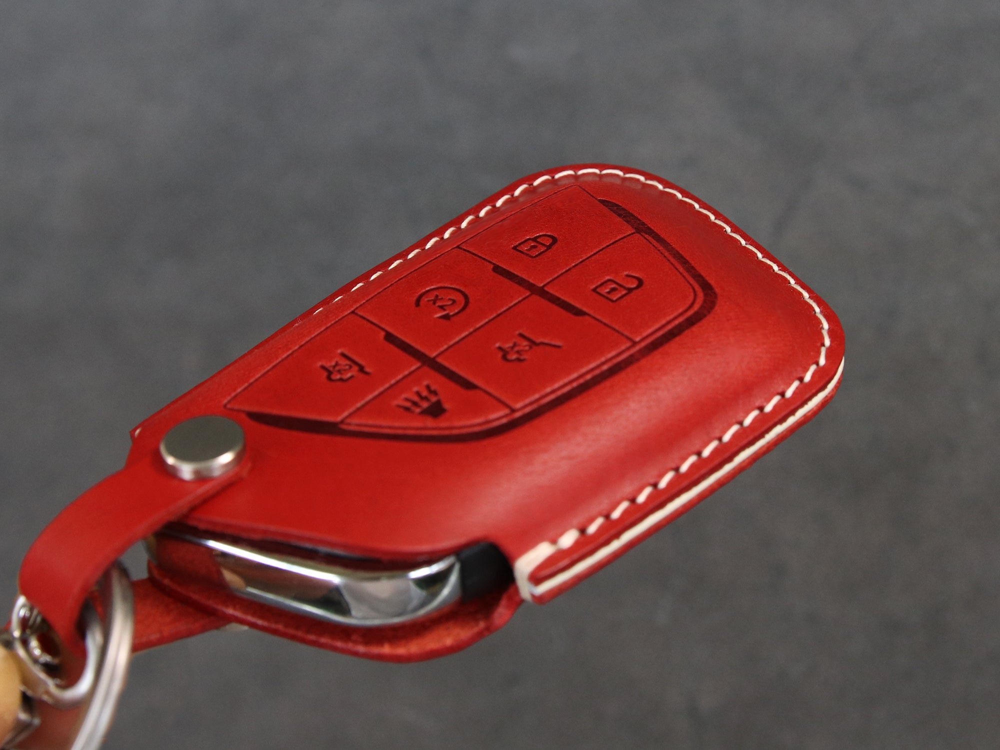Cadillac [2-6] Escalade Key Fob Leather Case - Italian Veg-Tanned Leather -6 Buttons