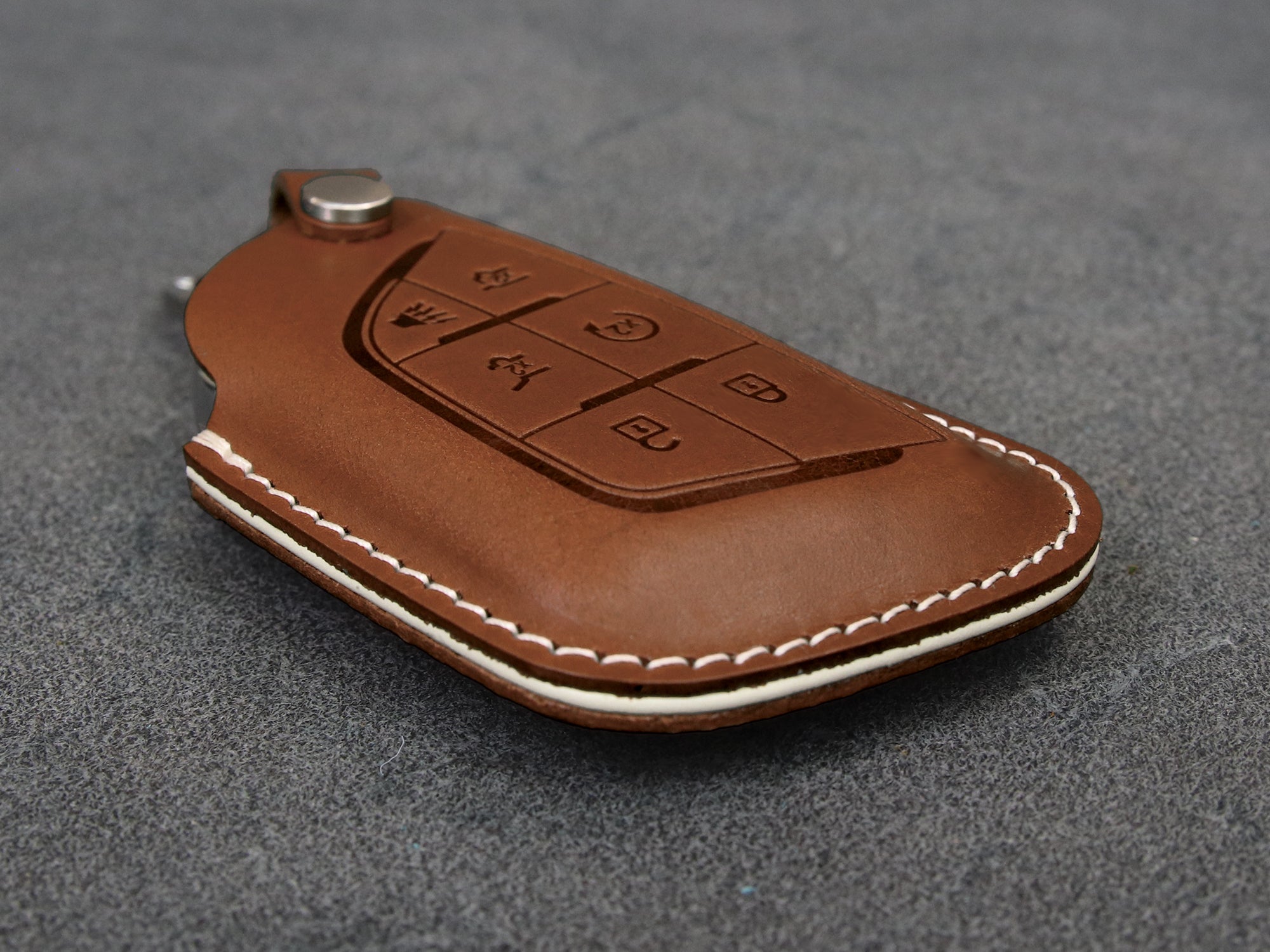 Cadillac [2-6] Escalade Key Fob Leather Case - Italian Veg-Tanned Leather -6 Buttons