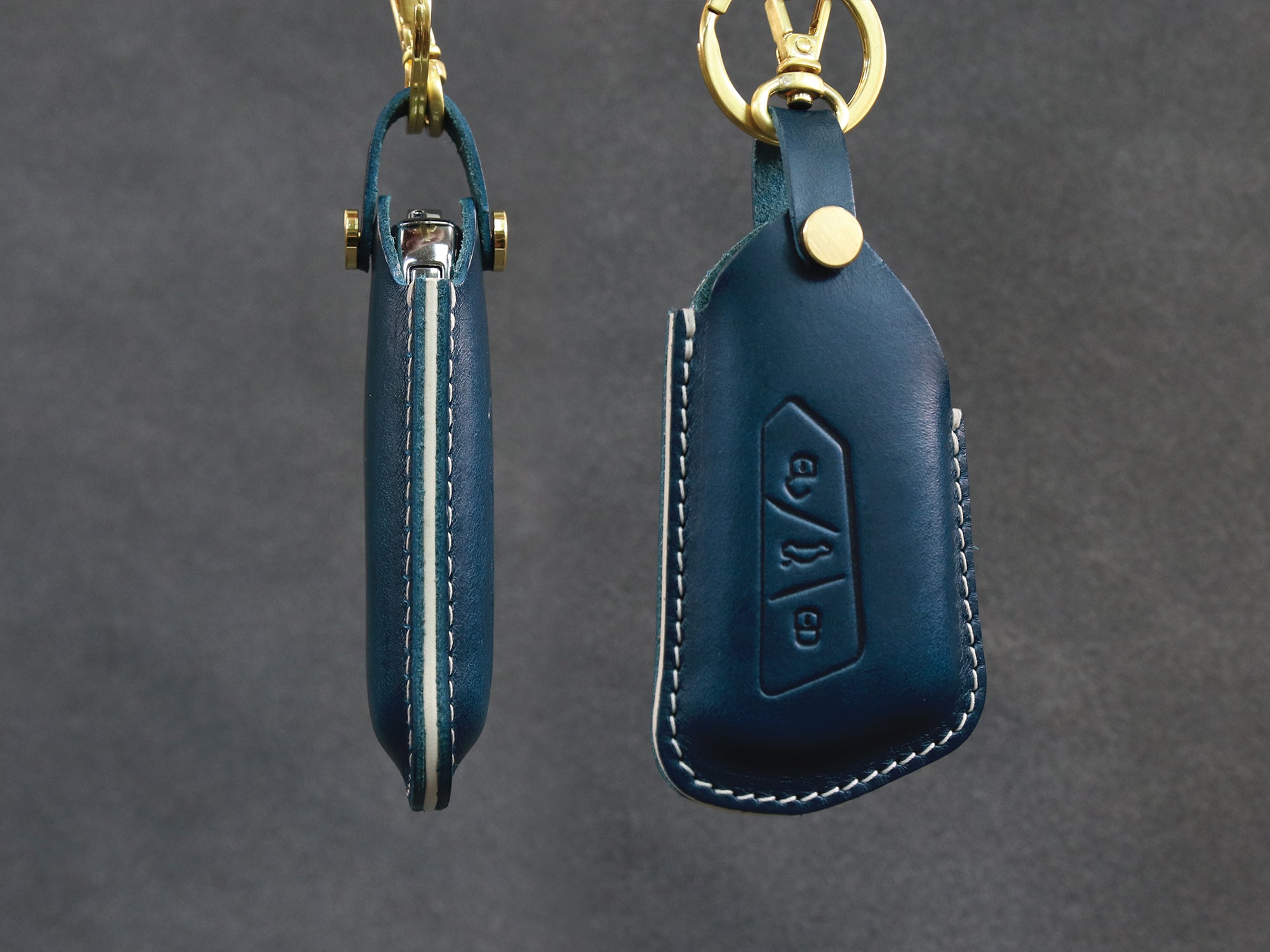 Volkswagen [3-3] Leather Key Case - Golf GTI MK8 ID.4 - 3 Buttons - Italian Veg-Tanned Leather
