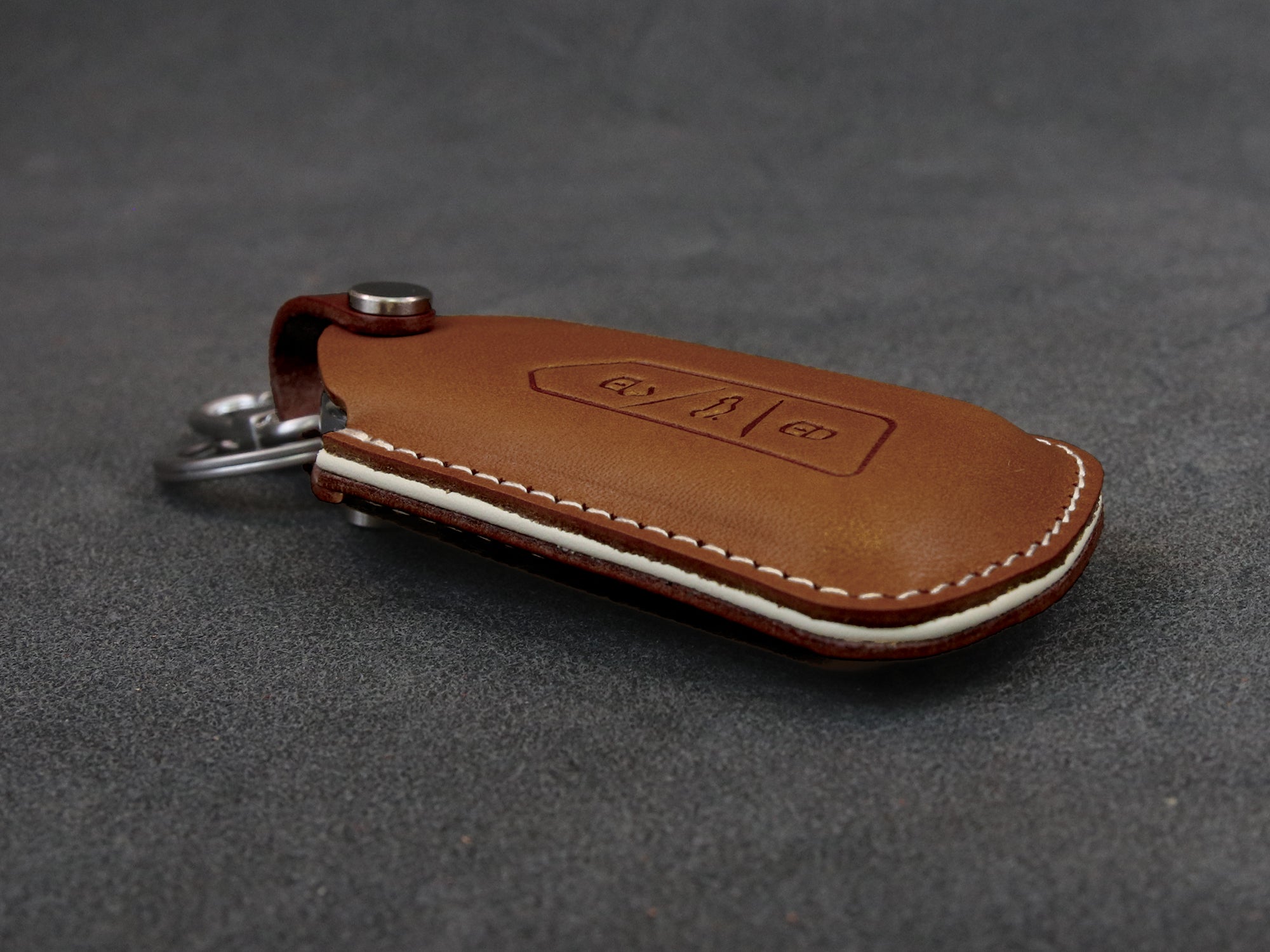 Volkswagen [3-3] Leather Key Case - Golf GTI MK8 ID.4 - 3 Buttons - Italian Veg-Tanned Leather