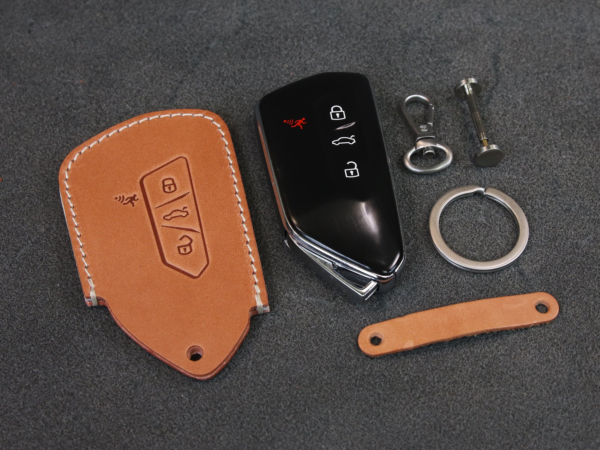 Volkswagen [3-4] Leather Key Case - VW Golf 8 MK8 ID.3 ID.4 - 4 Buttons - Italian Veg-Tanned Leather