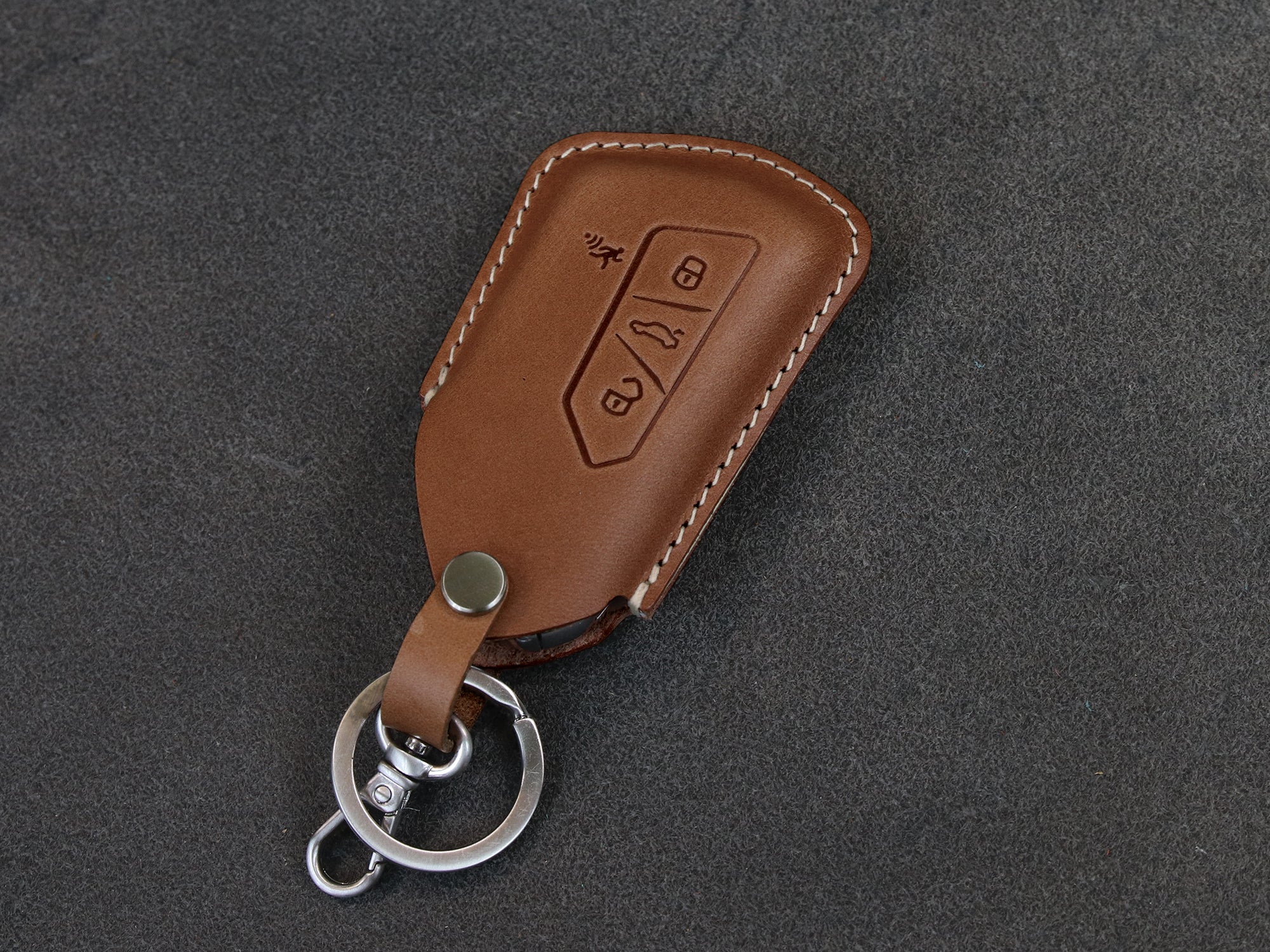 Volkswagen [3-4] Leather Key Case - VW Golf 8 MK8 ID.3 ID.4 - 4 Buttons - Italian Veg-Tanned Leather