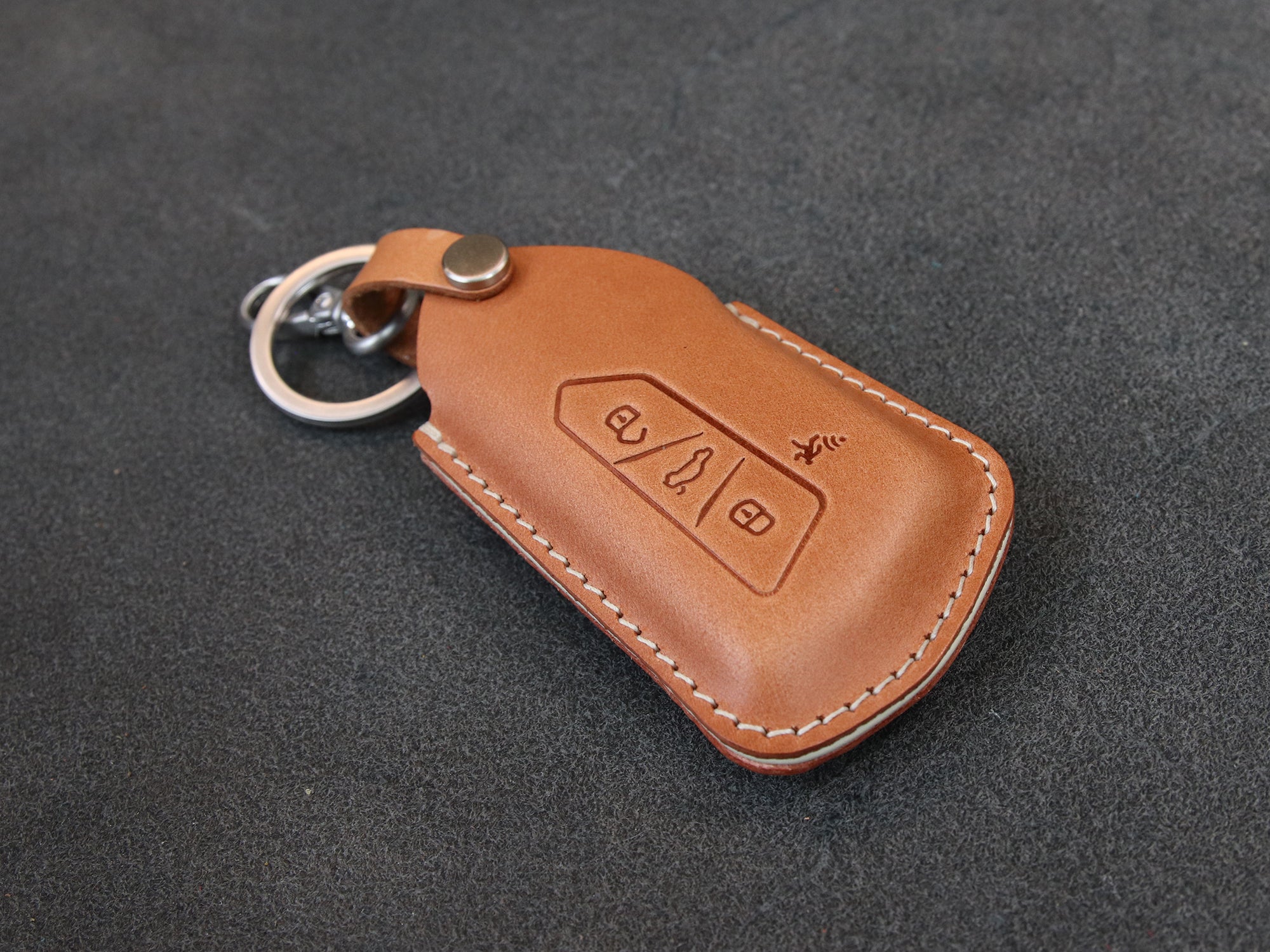 Volkswagen [3-4] Leather Key Case - VW Golf 8 MK8 ID.3 ID.4 - 4 Buttons - Italian Veg-Tanned Leather