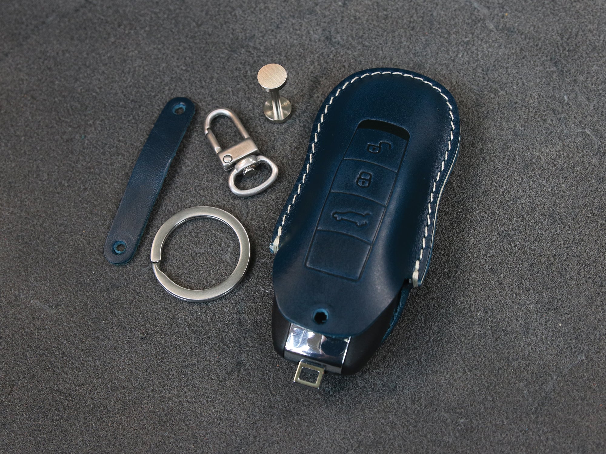 Porsche Series [01] Key Fob Cover Leather Keyless Remote Key Case - Panamera Macan Cayenne 911 718 918 - Personalized Stamp