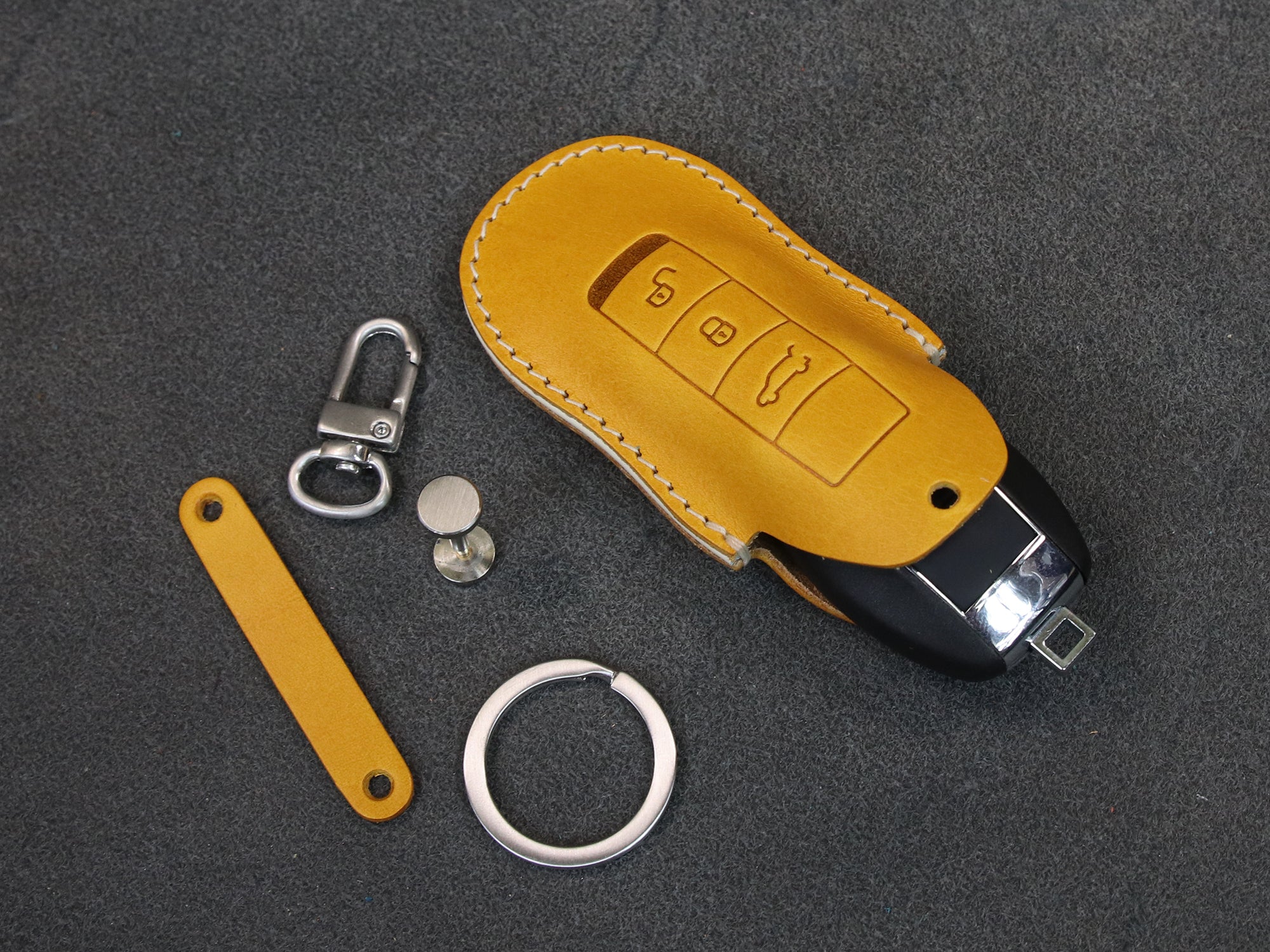 Porsche Leather Key Case, Black - 97004400048 - Pro Detailing