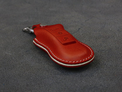 Porsche Series [01] Key Fob Cover Leather Keyless Remote Key Case - Panamera Macan Cayenne 911 718 918 - Personalized Stamp