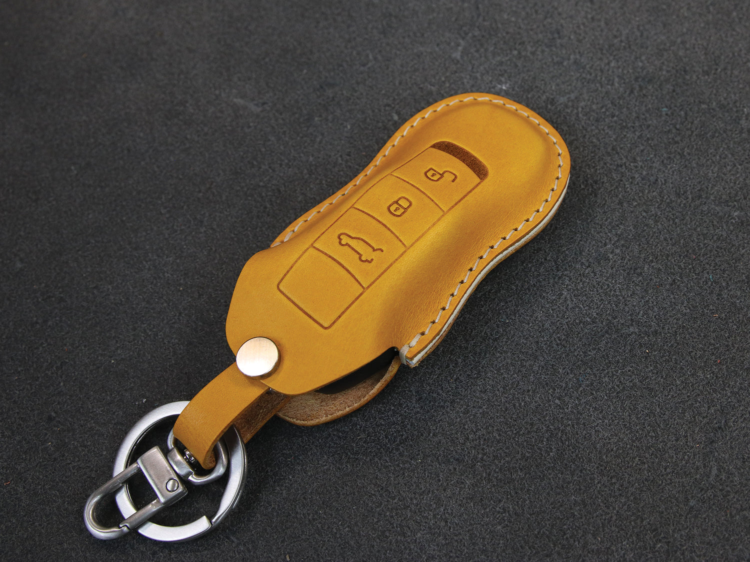 Porsche Series [01] Key Fob Cover Leather Keyless Remote Key Case - Panamera Macan Cayenne 911 718 918 - Personalized Stamp