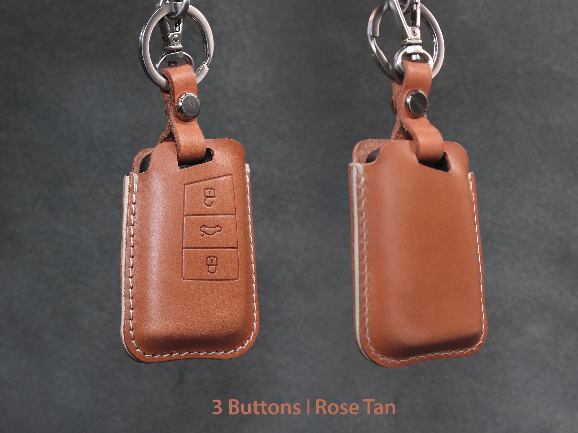 Volkswagen Series [2] Key fob Cover - GOLF, Passat, Tiguan, Skoda, Octavia, Atlas - Italian Veg-Tanned Leather