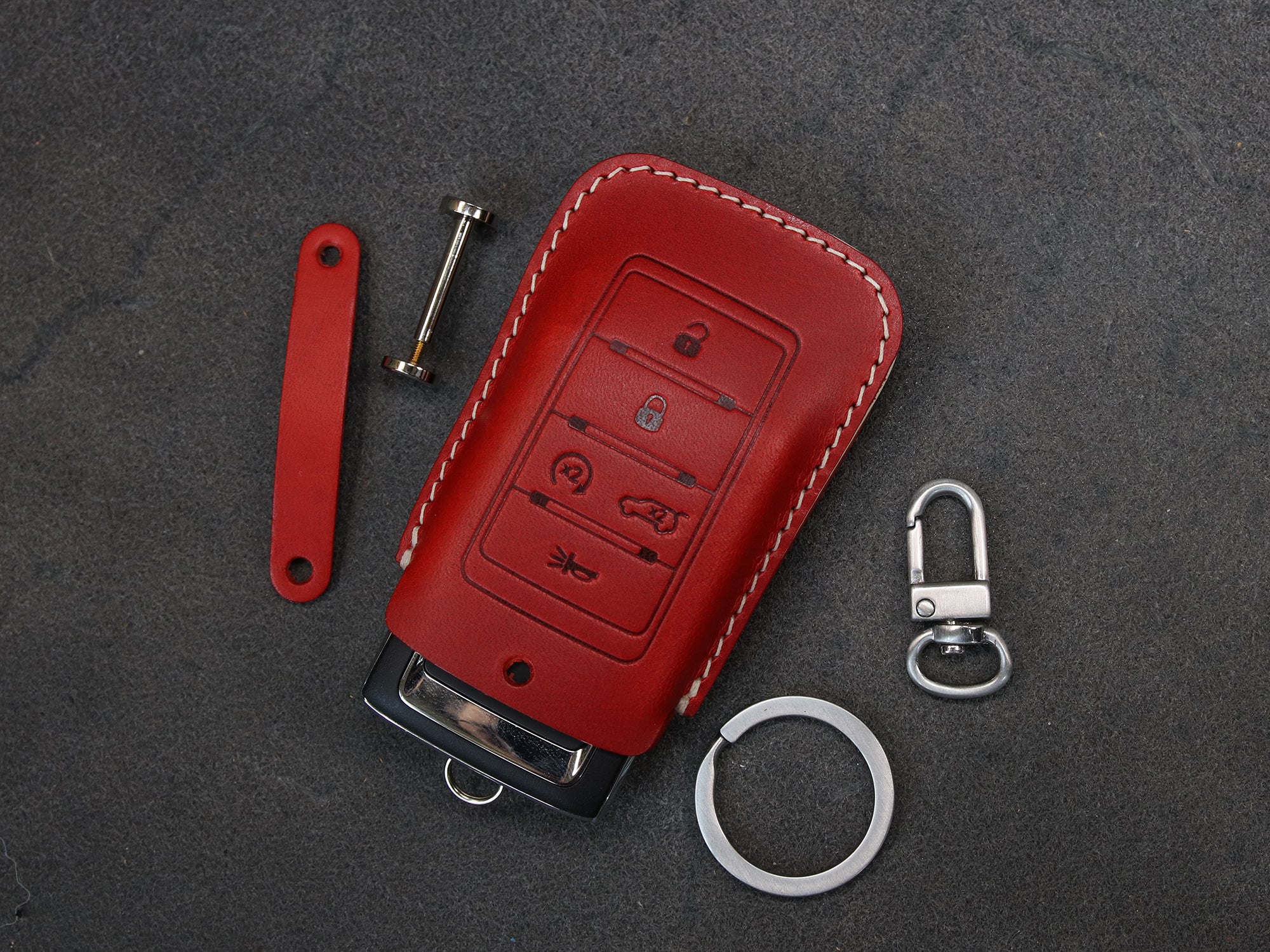 Key Fob Cover With Pu Leather Keychain For Grand Cherokee 200 300