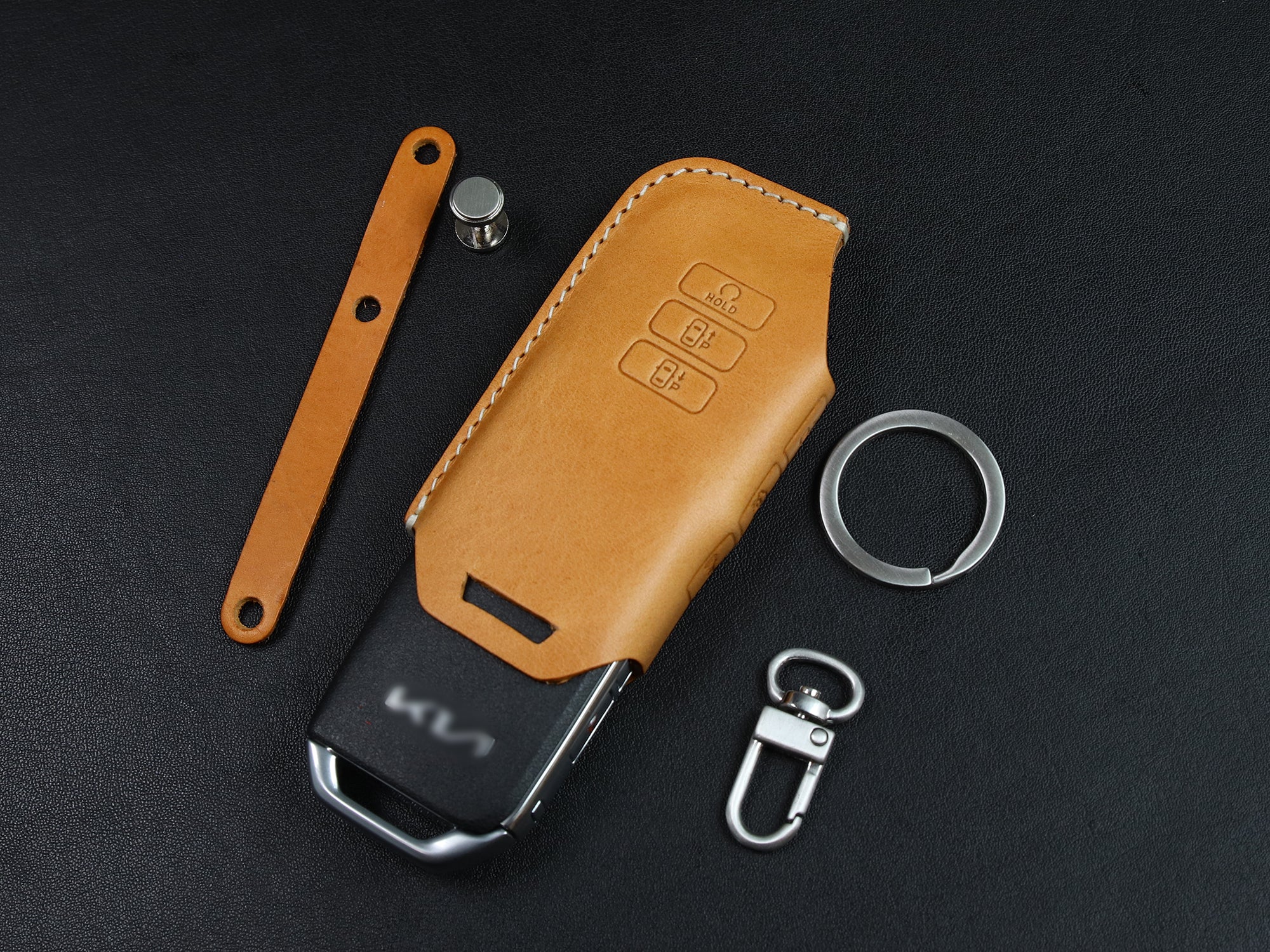 KIA [3]  Key Fob Cover - EV6 Sportage - Handcrafted in USA - Italian Veg-Tanned Leather