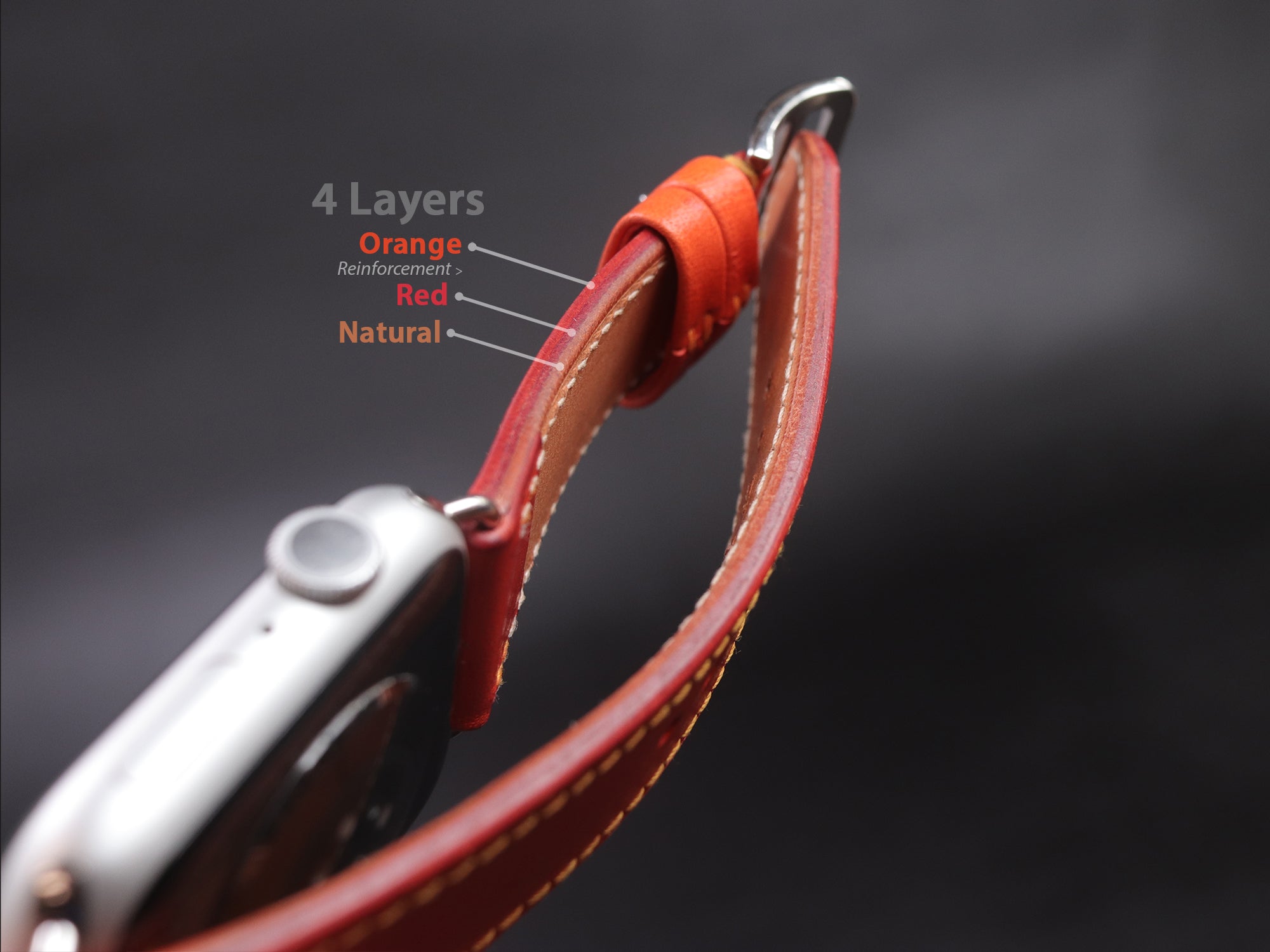 Apple Watch Leather Band - Orange - [V1]- Italian Veg-Tanned Leather - Handcrafted in USA