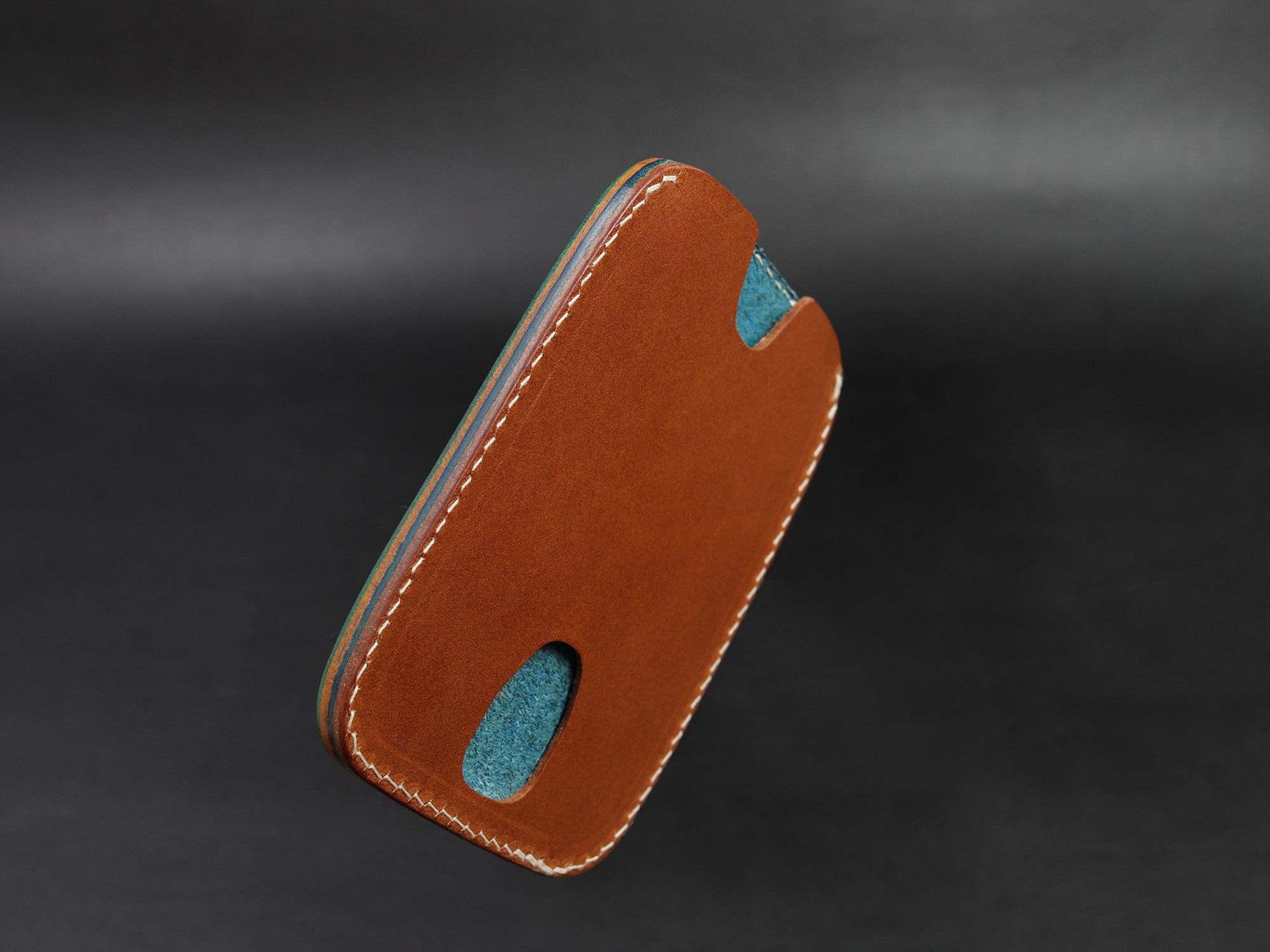 Leather Card Wallet [LC-GYNBr] - LAYERS SERIES - Card Holder - Premium Italian Veg-Tanned Leather - Personalized Stamp - Handcrafted in USA