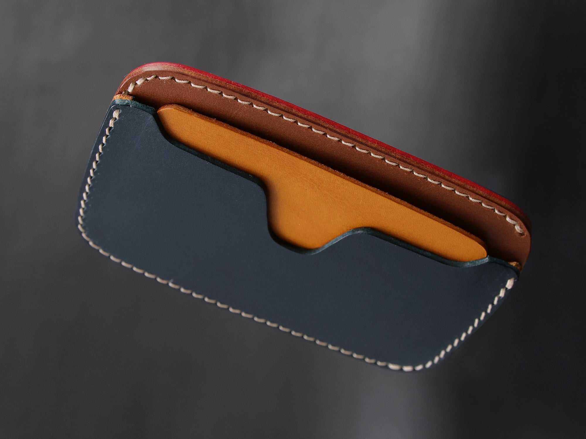 Leather Card Wallet [LC-NYBrR] - LAYERS SERIES - Card Holder - Premium Italian Veg-Tanned Leather - Personalized Stamp - Handcrafted in USA