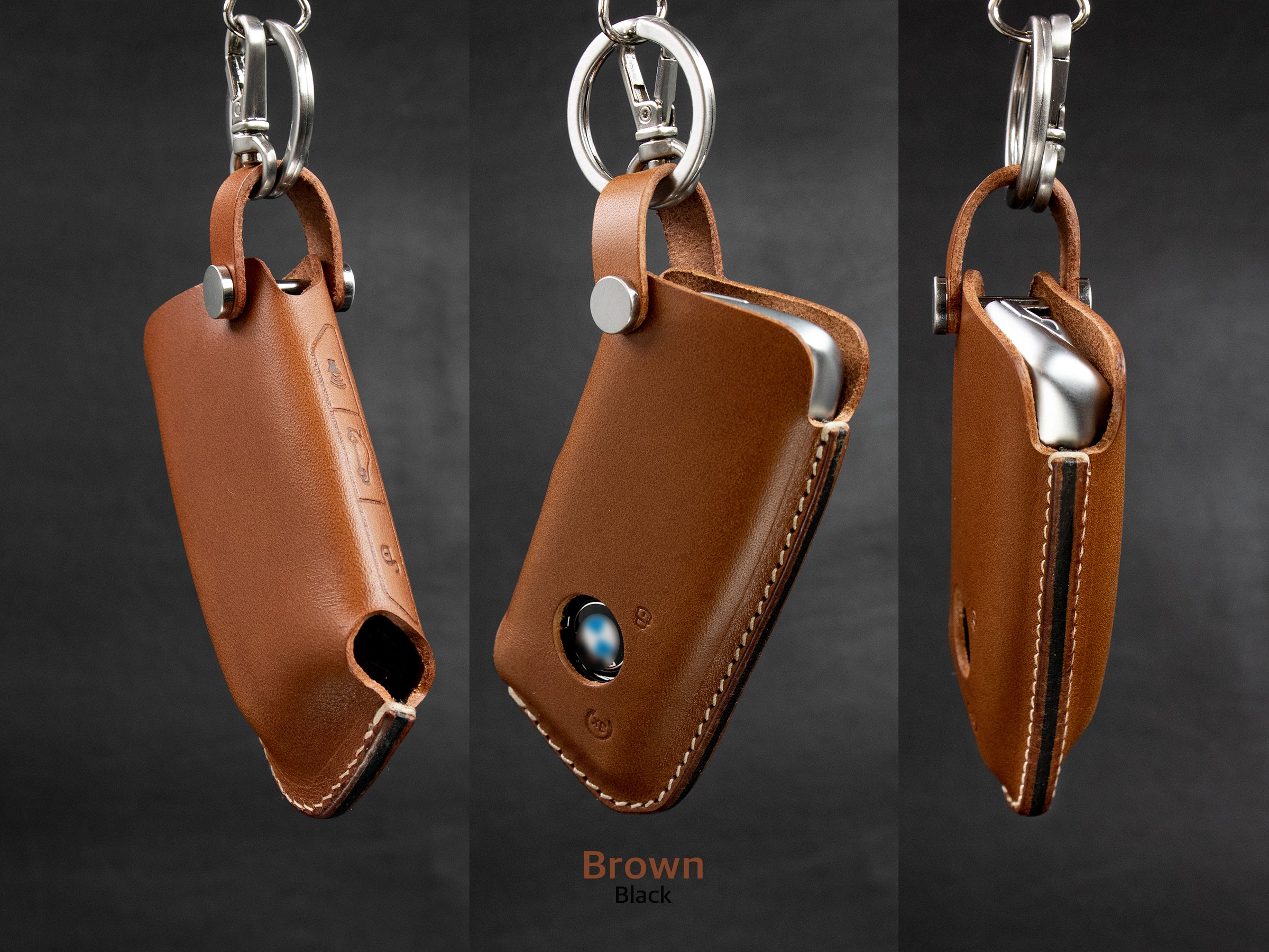 BMW [4-V2] Series Leather Key Fob  Case - F98 X4M LCI, G18 X5, G07 X7 LCI, G70 7 Series, G09 XM, U11 X1, I20 iX