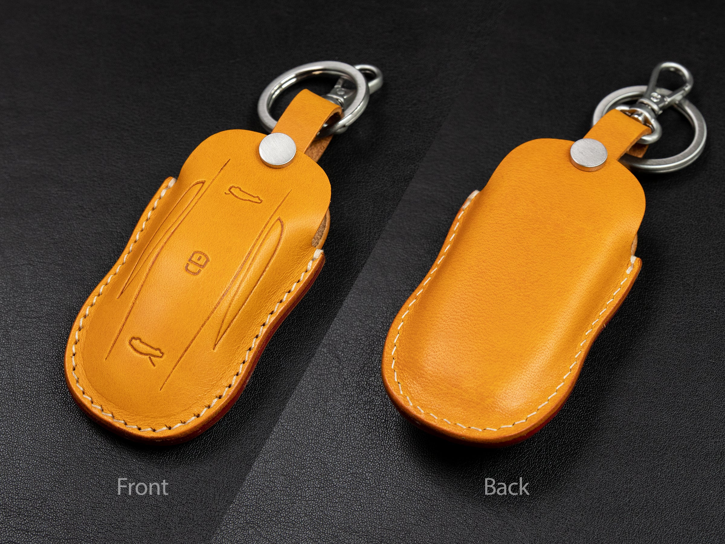 Tesla Model X [V2] Series Leather Key Fob Cover - Leather Brut