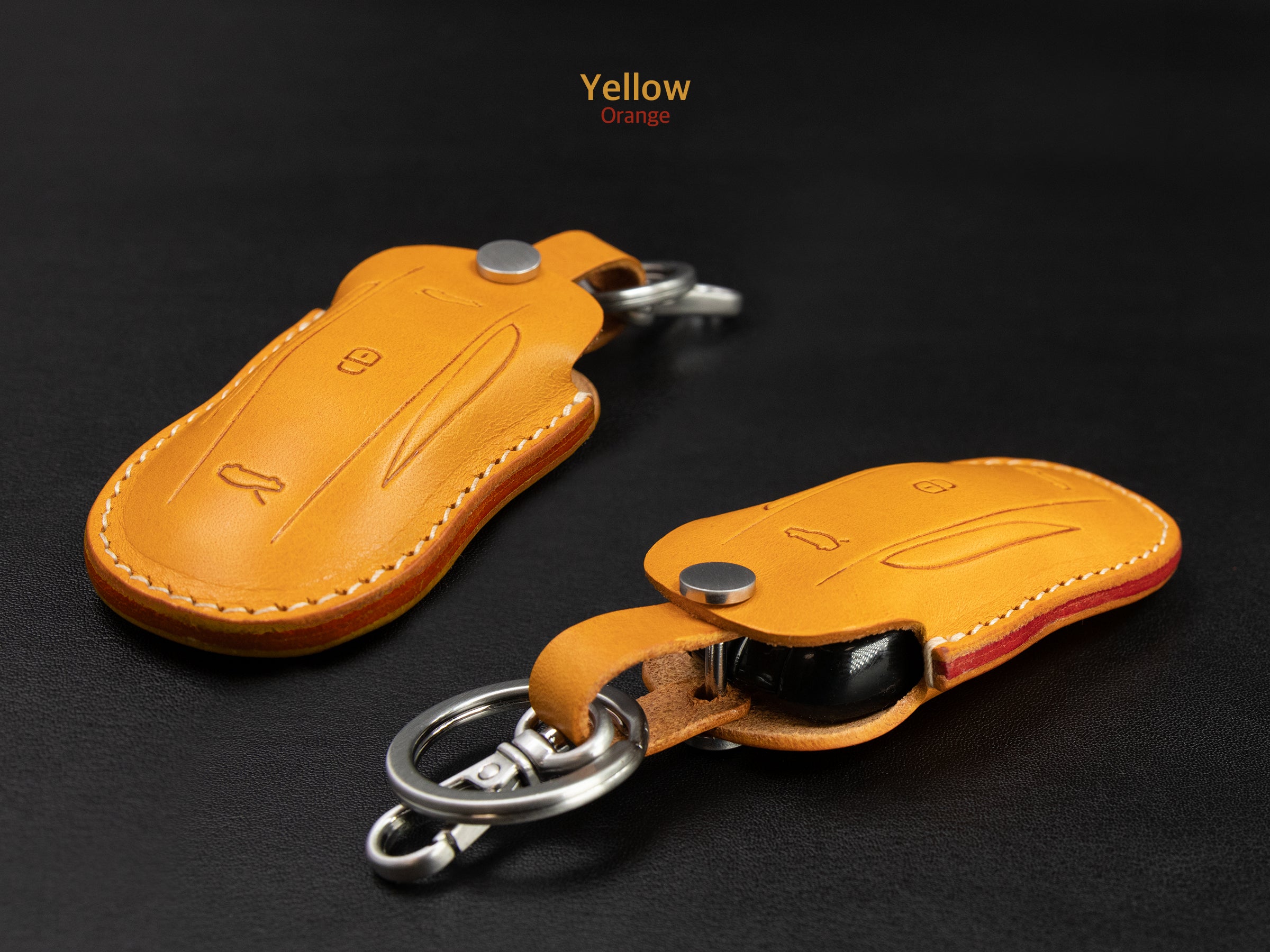 Tesla Model X [V2] Series Leather Key Fob Cover - Leather Brut