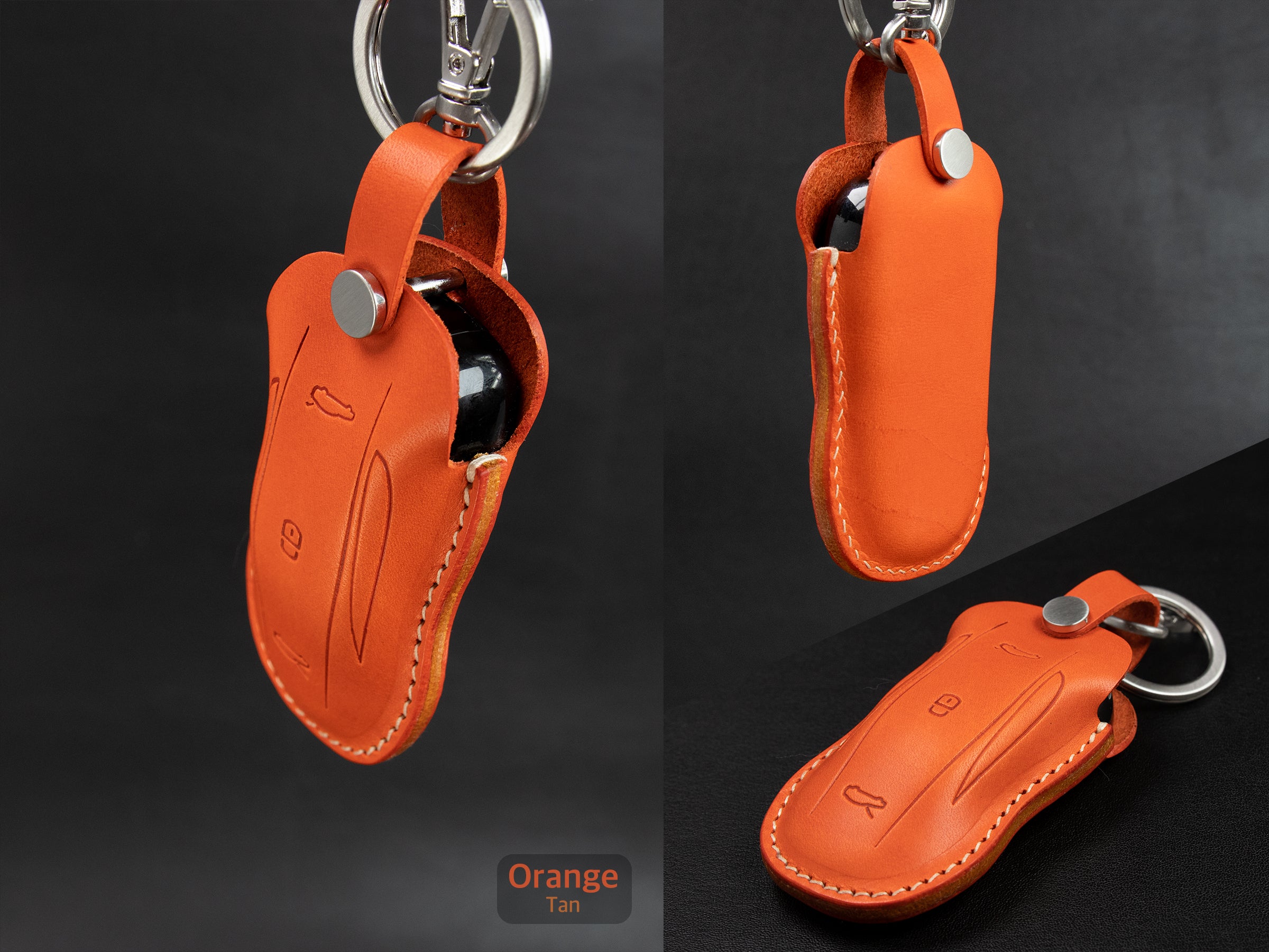 Tesla Model X [V2] Series Leather Key Fob Cover - Leather Brut