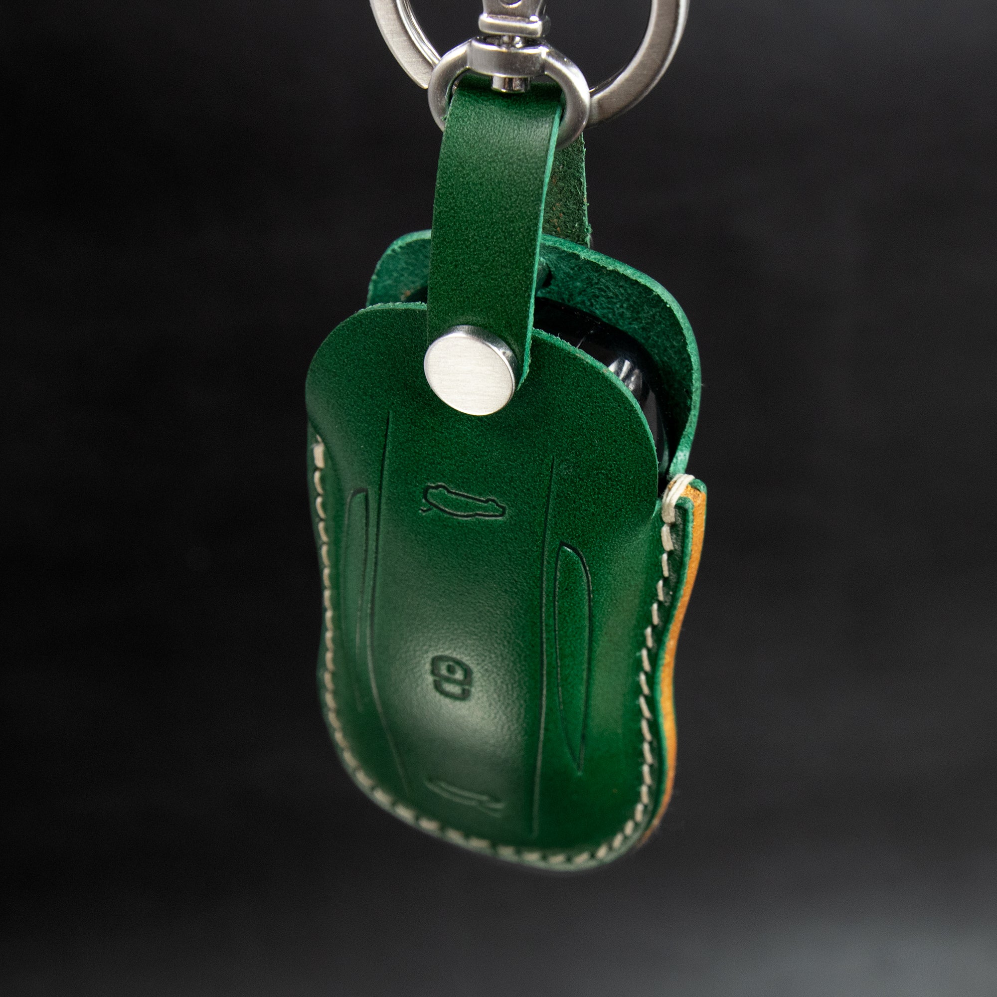 Tesla Model X [V2] Series Leather Key Fob Cover - Leather Brut