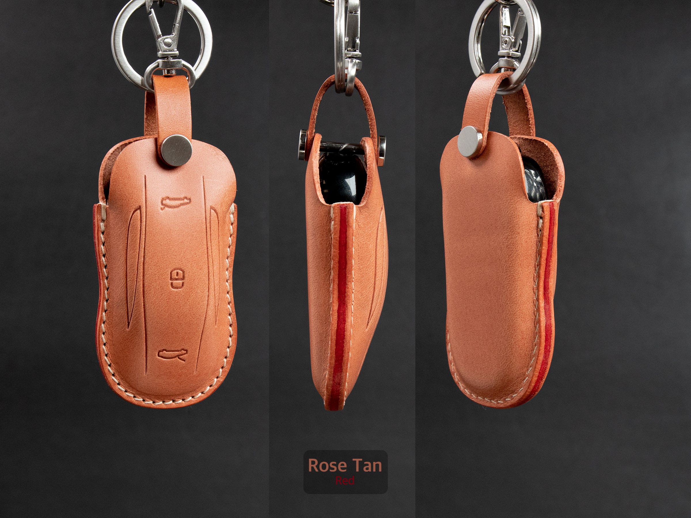 Tesla Model X [V2] Series Leather Key Fob Cover - Leather Brut