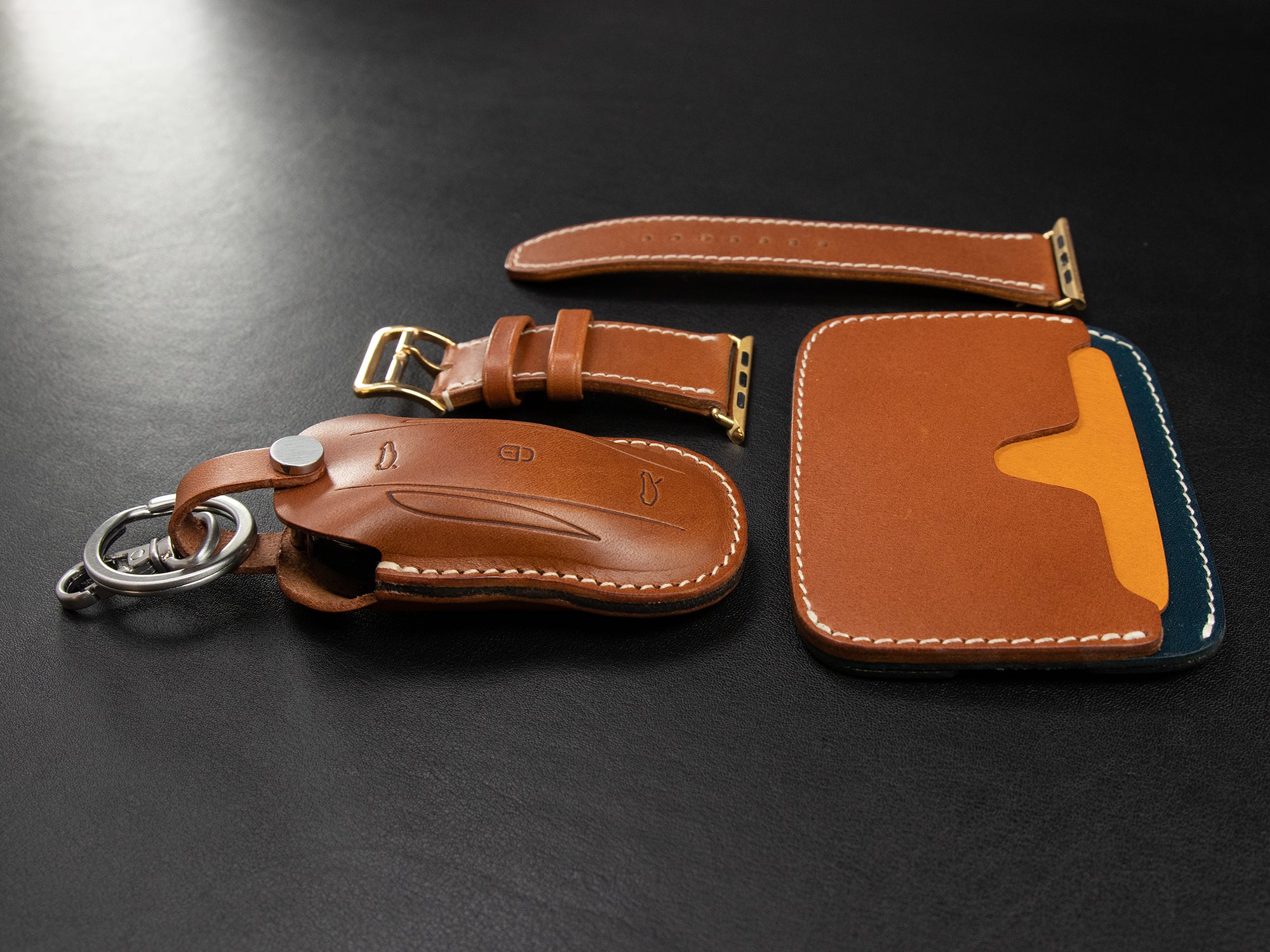 Tesla Model X [V2] Series Leather Key Fob Cover - Leather Brut