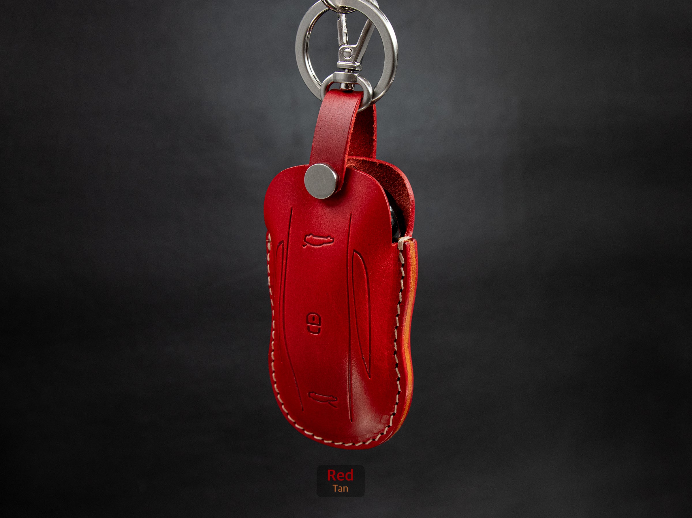 Tesla Model X [V2] Series Leather Key Fob Cover - Leather Brut