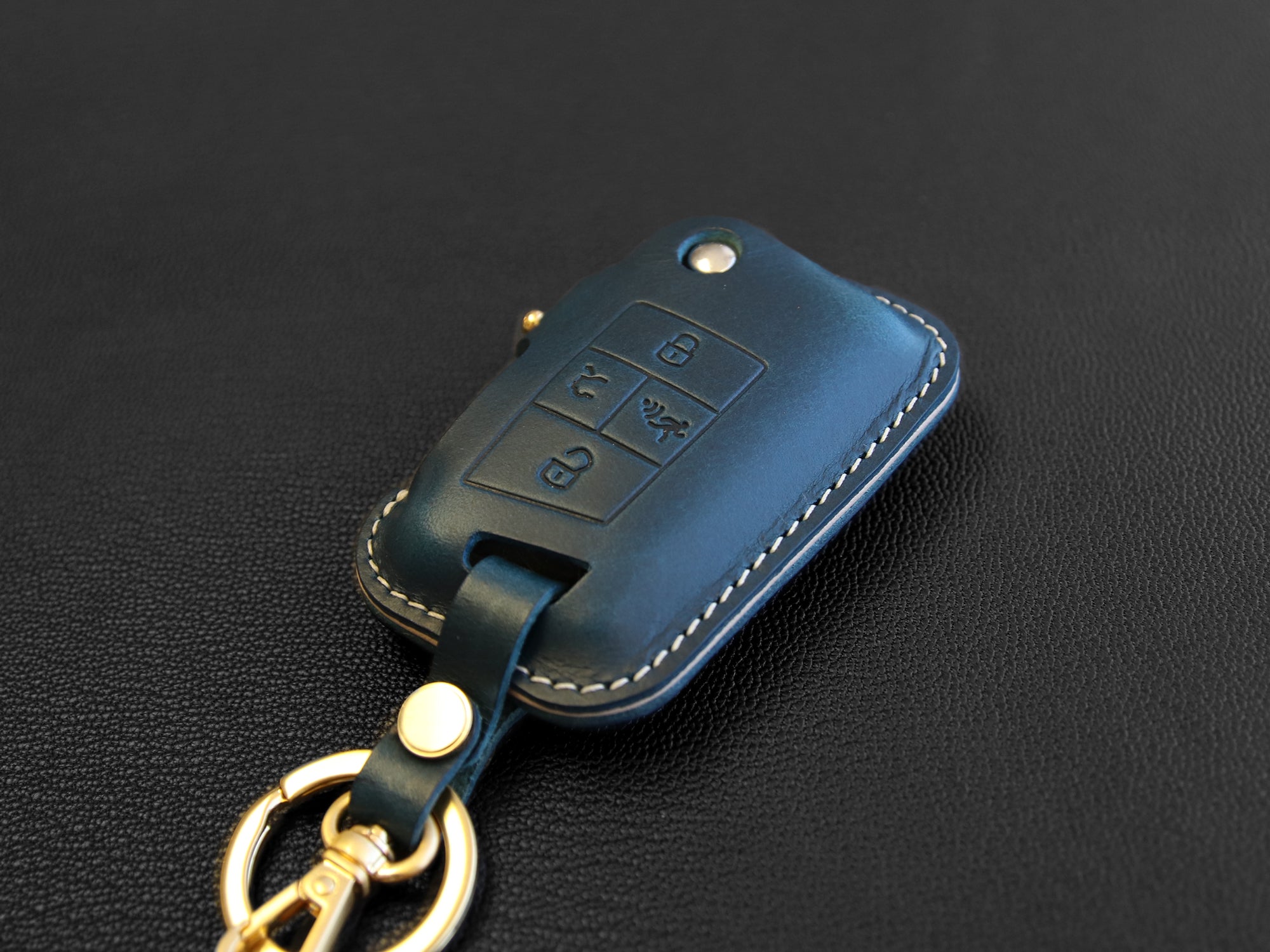 Volkswagen [1] Key Fob Leather Case - VW GOLF MK7 Passat Tiguan Skoda Octavia
