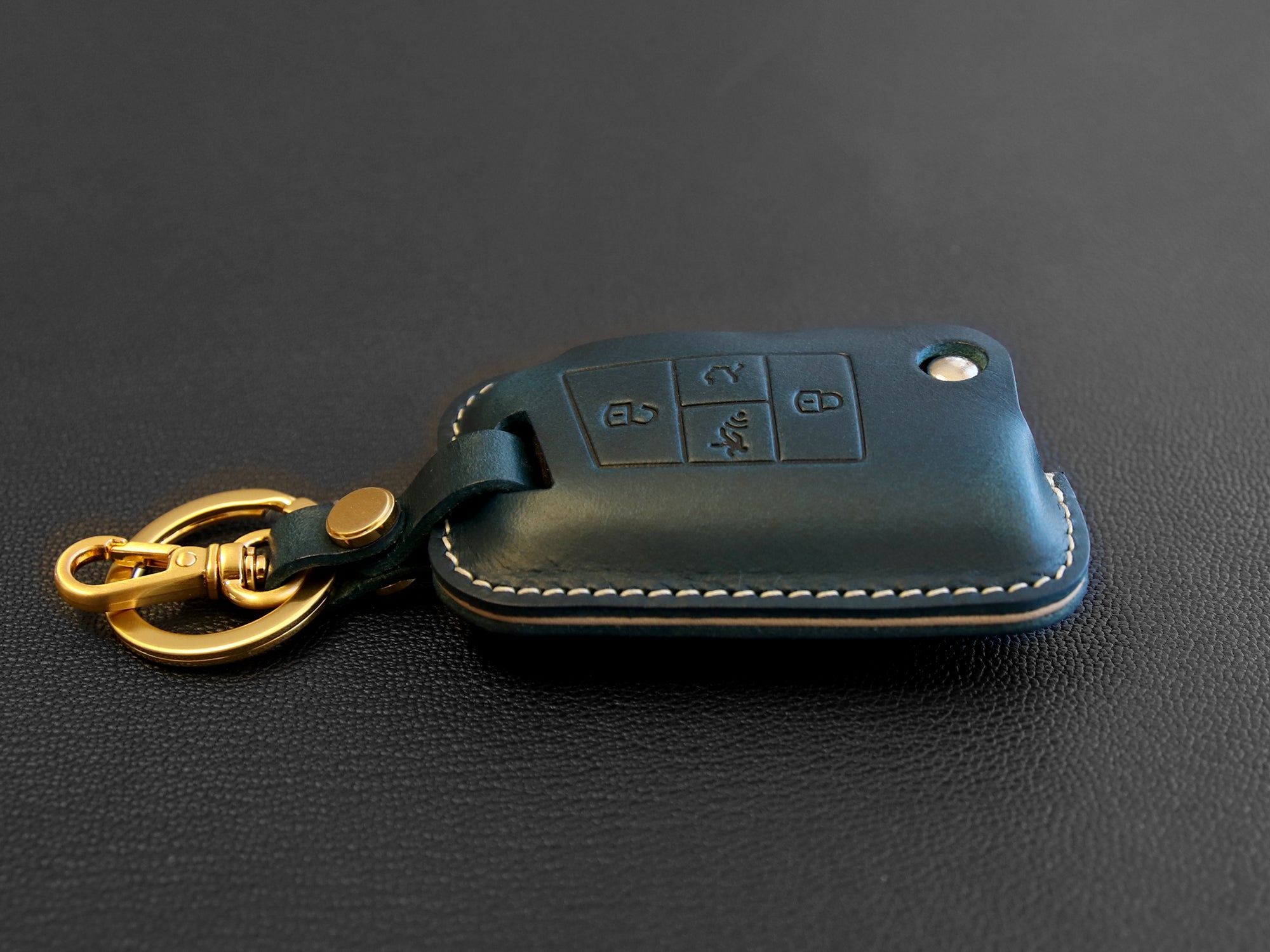 Volkswagen [1] Key Fob Leather Case - VW GOLF MK7 Passat Tiguan Skoda Octavia