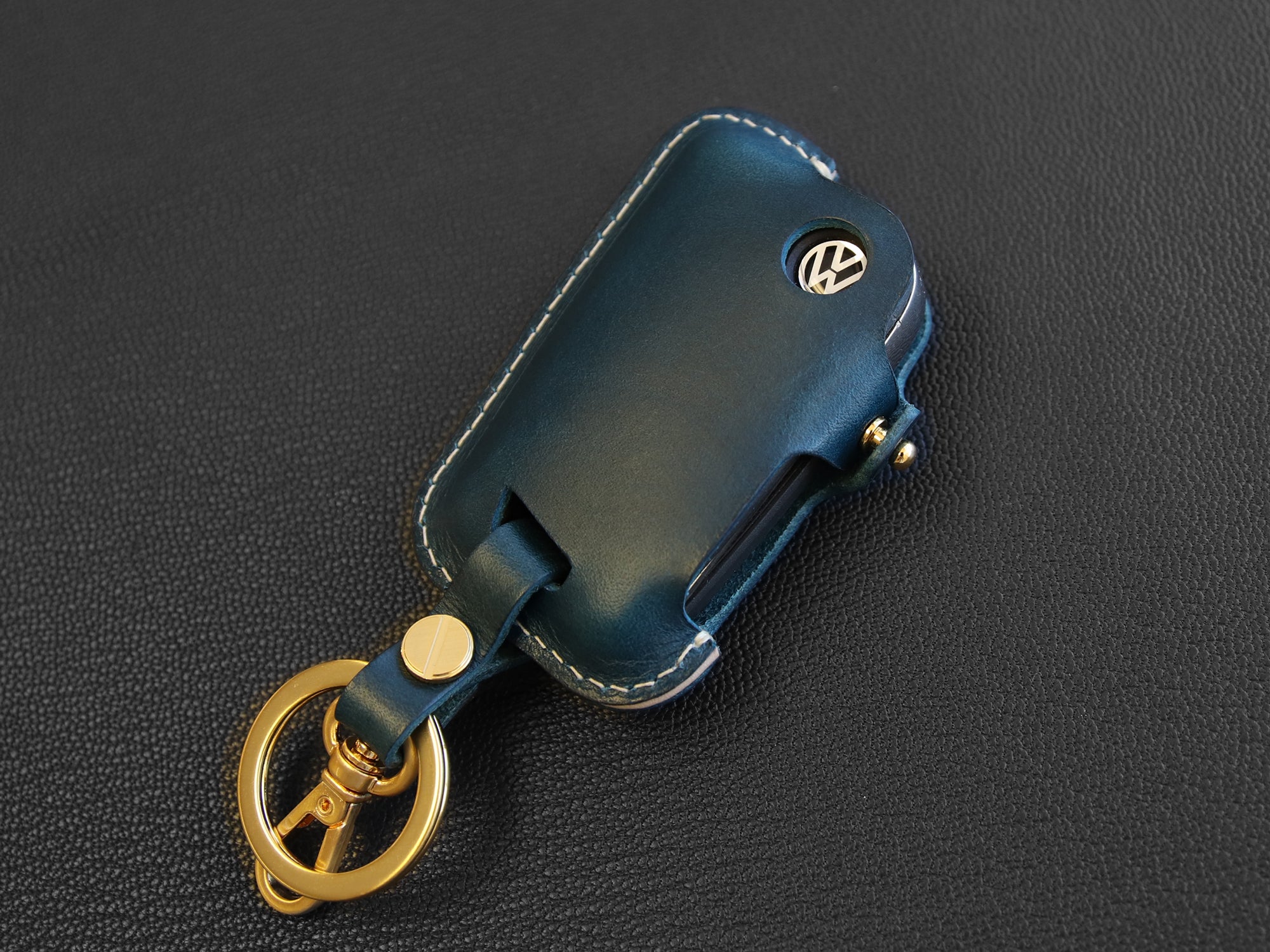 Volkswagen [1] Key Fob Leather Case - VW GOLF MK7 Passat Tiguan Skoda Octavia