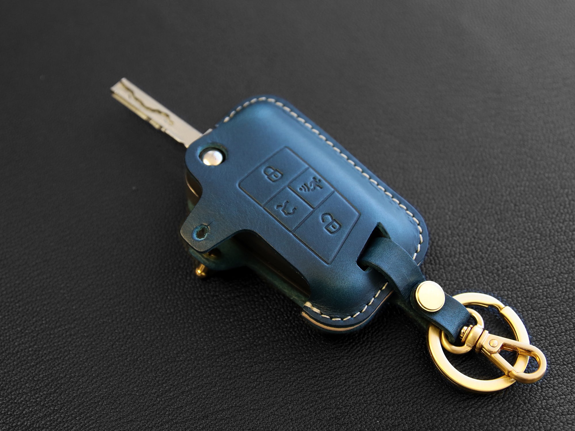 Volkswagen [1] Key Fob Leather Case - VW GOLF MK7 Passat Tiguan Skoda Octavia