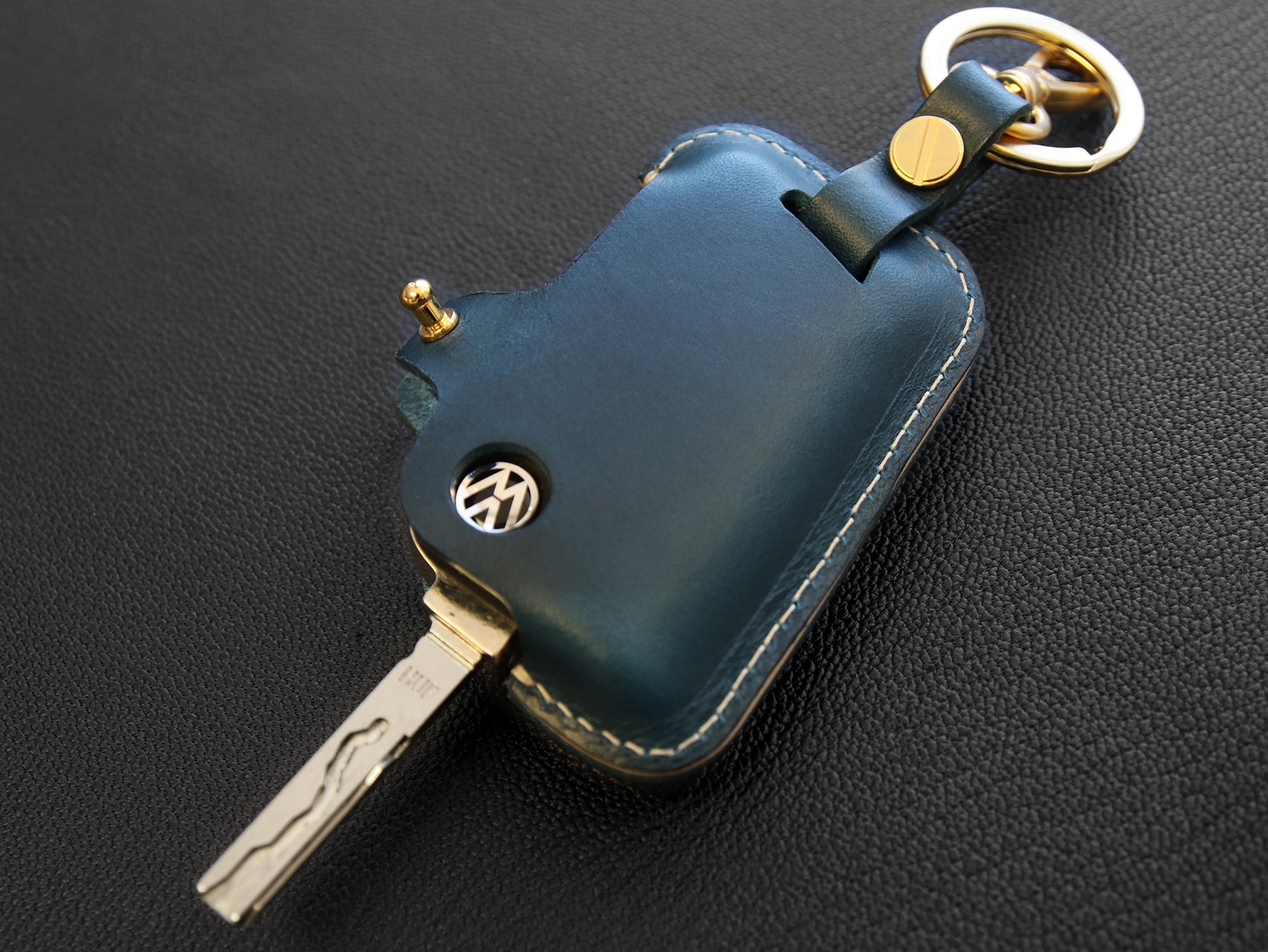 Volkswagen [1] Key Fob Leather Case - VW GOLF MK7 Passat Tiguan Skoda Octavia