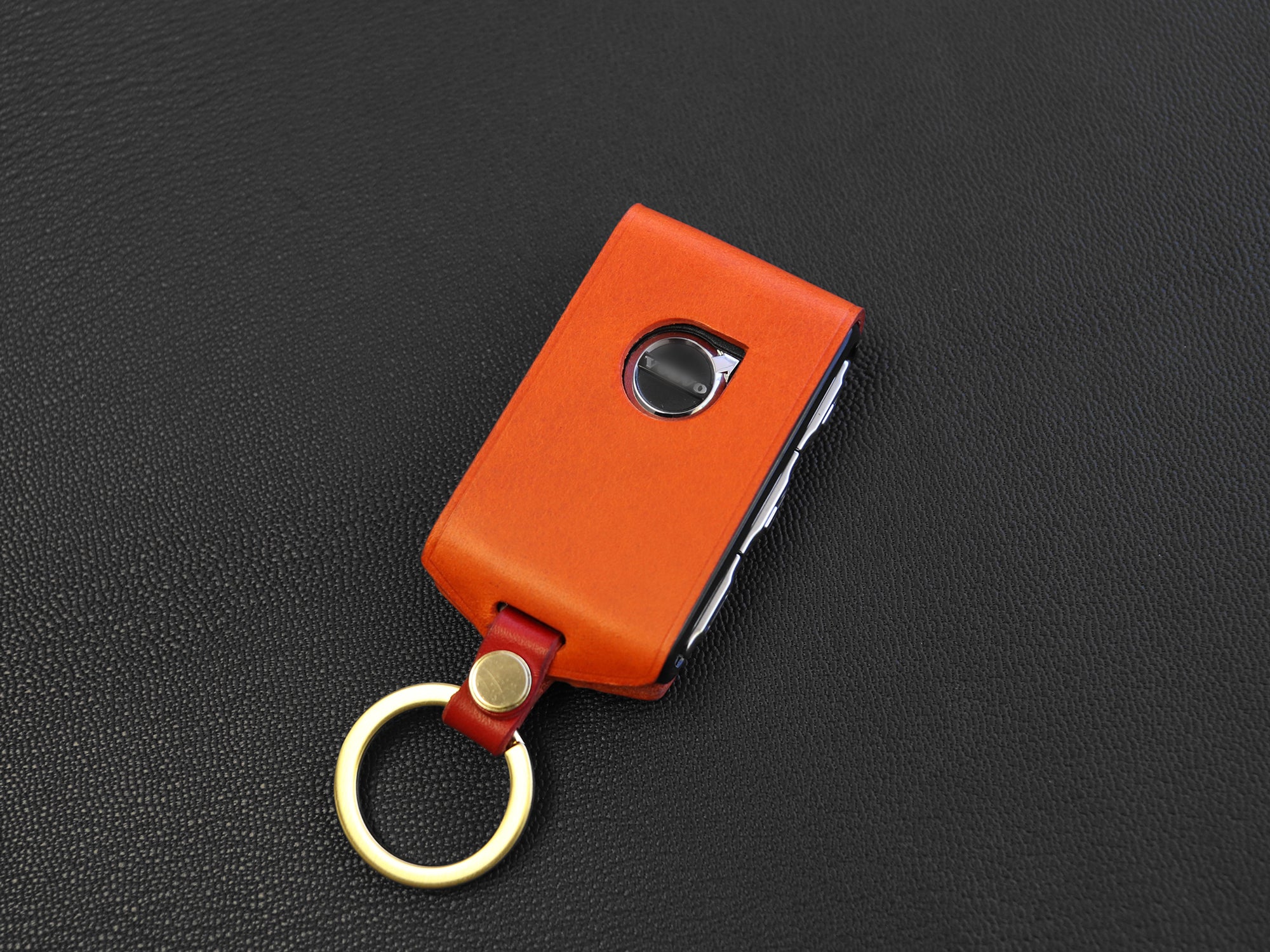 Volvo Series [1] Leather Key Case for 2017~2022 XC90 XC70 XC40 S60 S80 S90 C30 V70 V90 Italian Veg-Tanned Leather