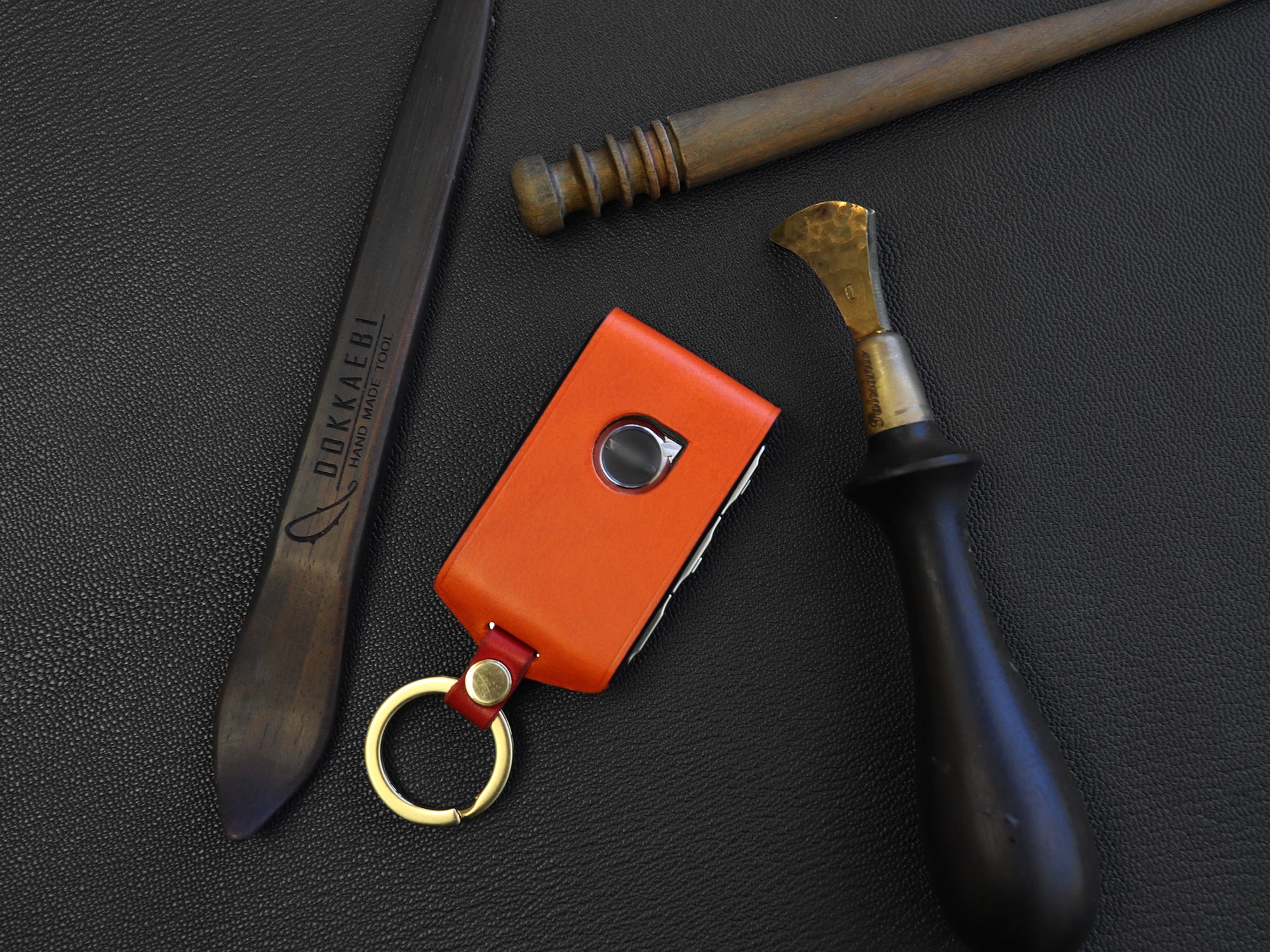 Volvo Series [1] Leather Key Case for 2017~2022 XC90 XC70 XC40 S60 S80 S90 C30 V70 V90 Italian Veg-Tanned Leather