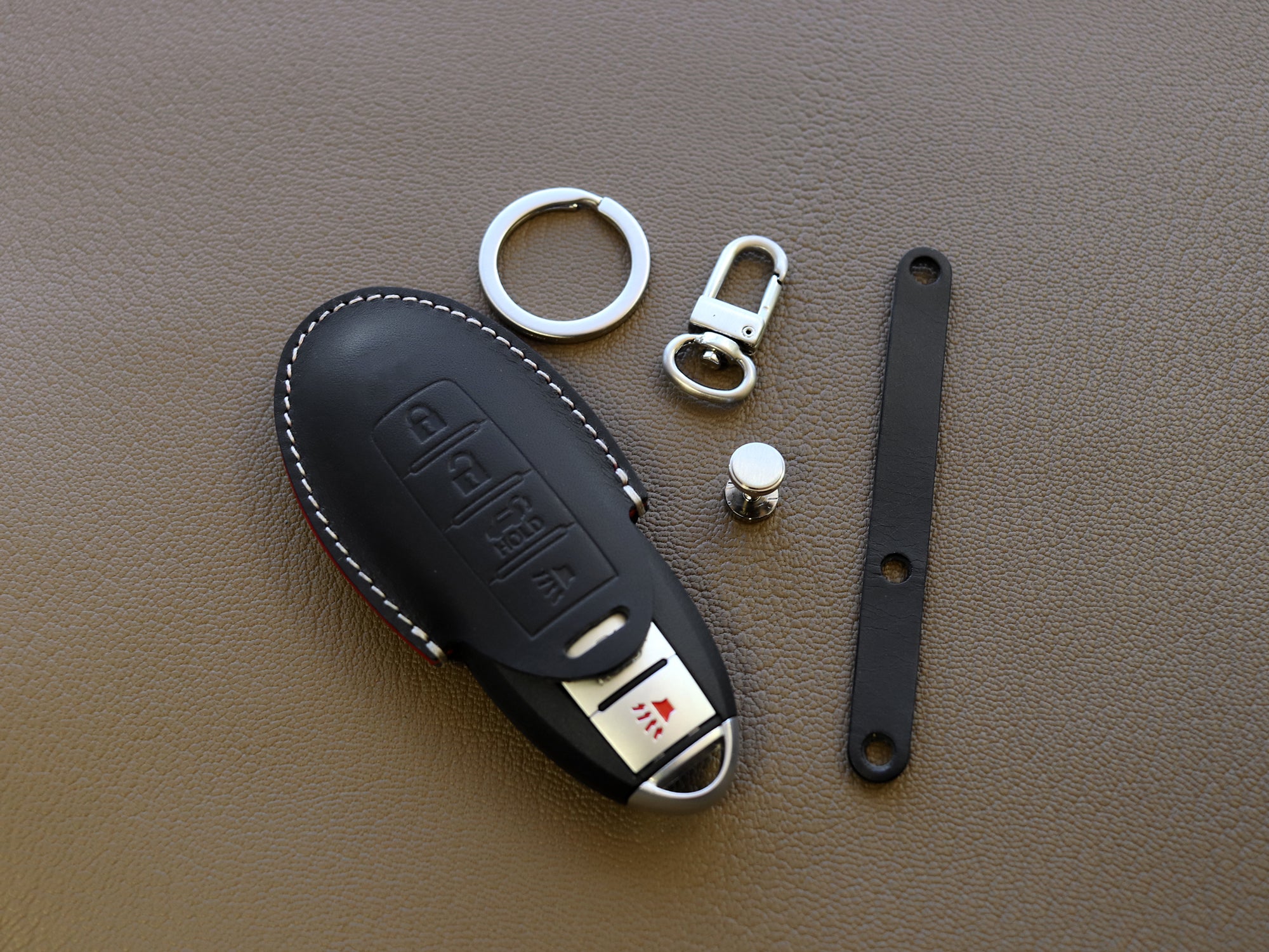 Infiniti [1-4] Key Cover Leather Case - G35 QX56 FX35 Q50 G37 M35 QX60 i35 QX80 Q60 QX30 - 4 Buttons