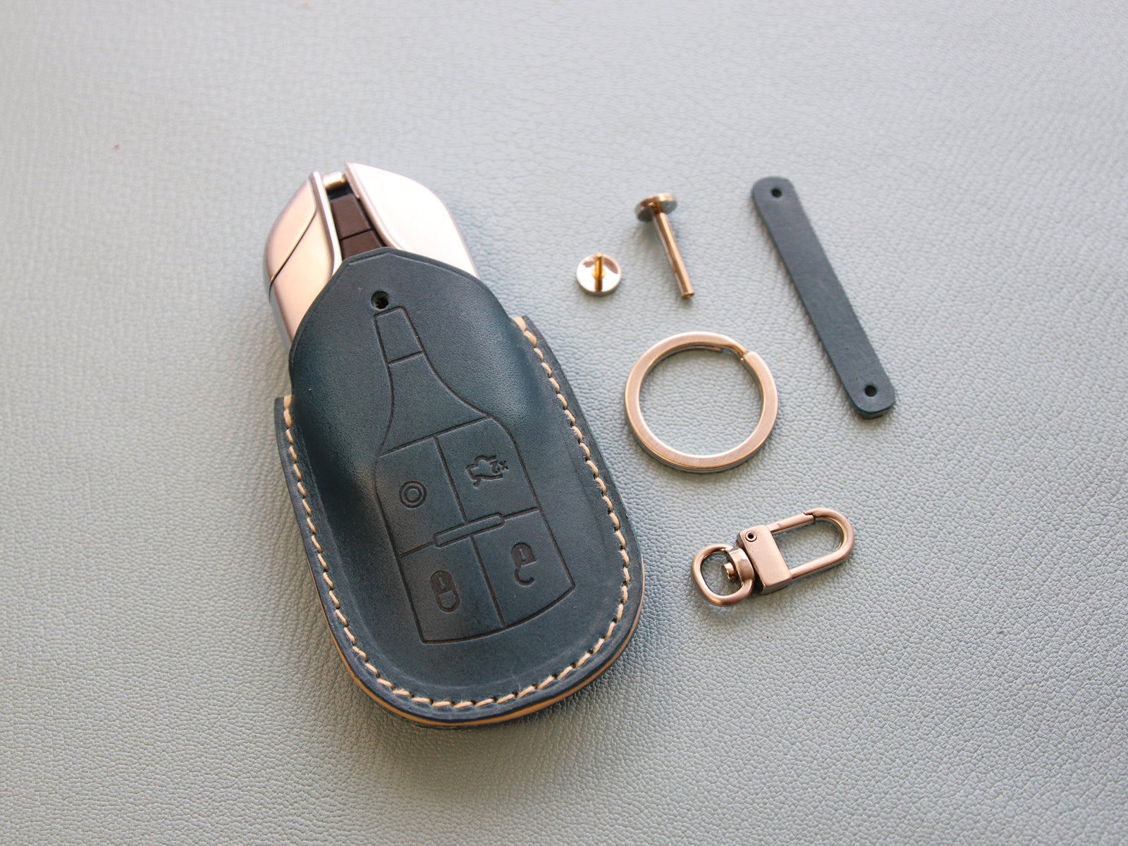 Maserati Series [1] Leather Car Key Fob Sleeve for LEVANTE QUATTROPORTE GHIBLI -Italian Veg-Tanned Leather